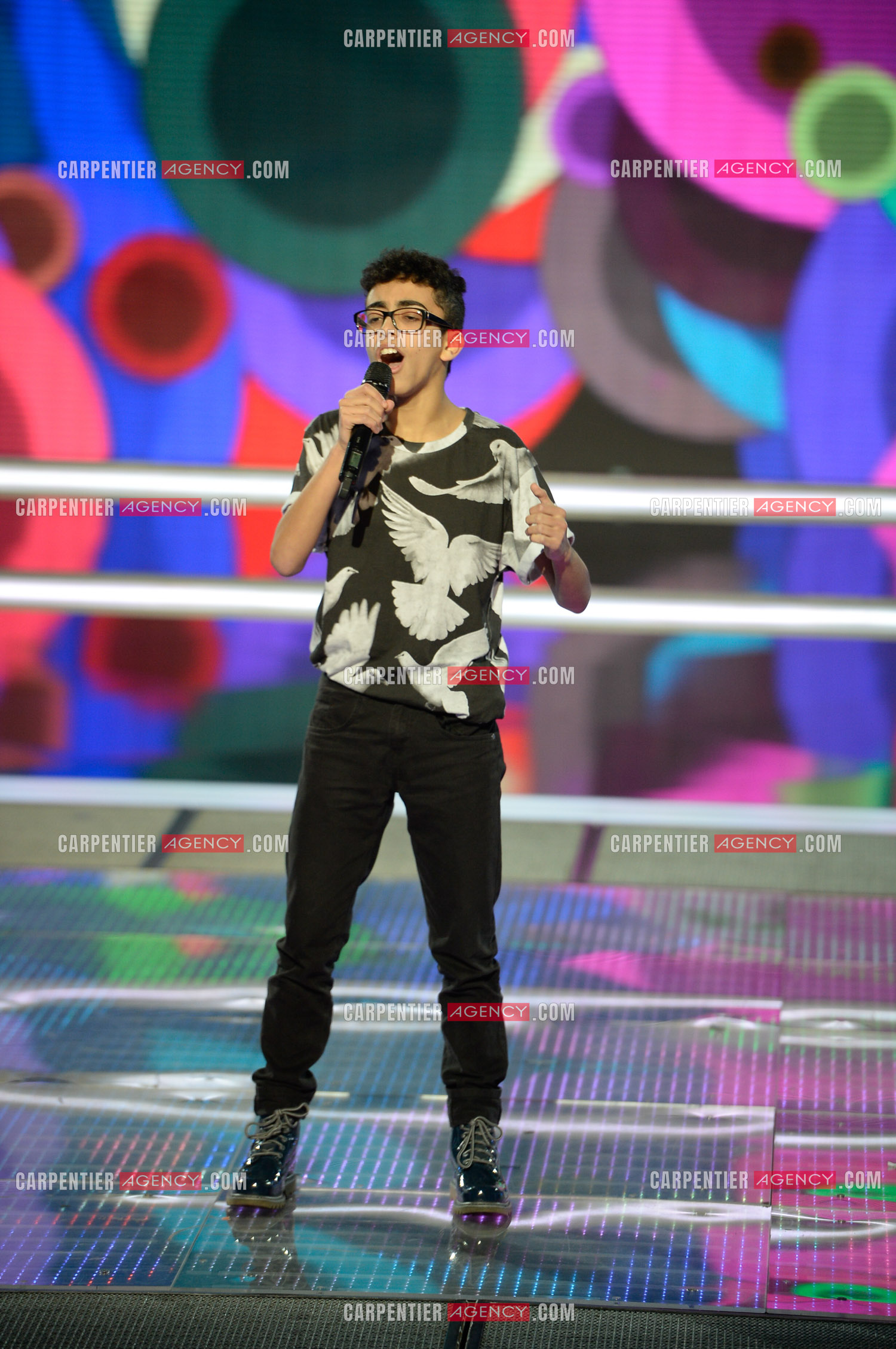 Le chanteur Bilal Hassani en tant que candidat pour les battles de  l'émission “ The Voice Kid's “ du 3 janvier 2015.    ( Exclusif )