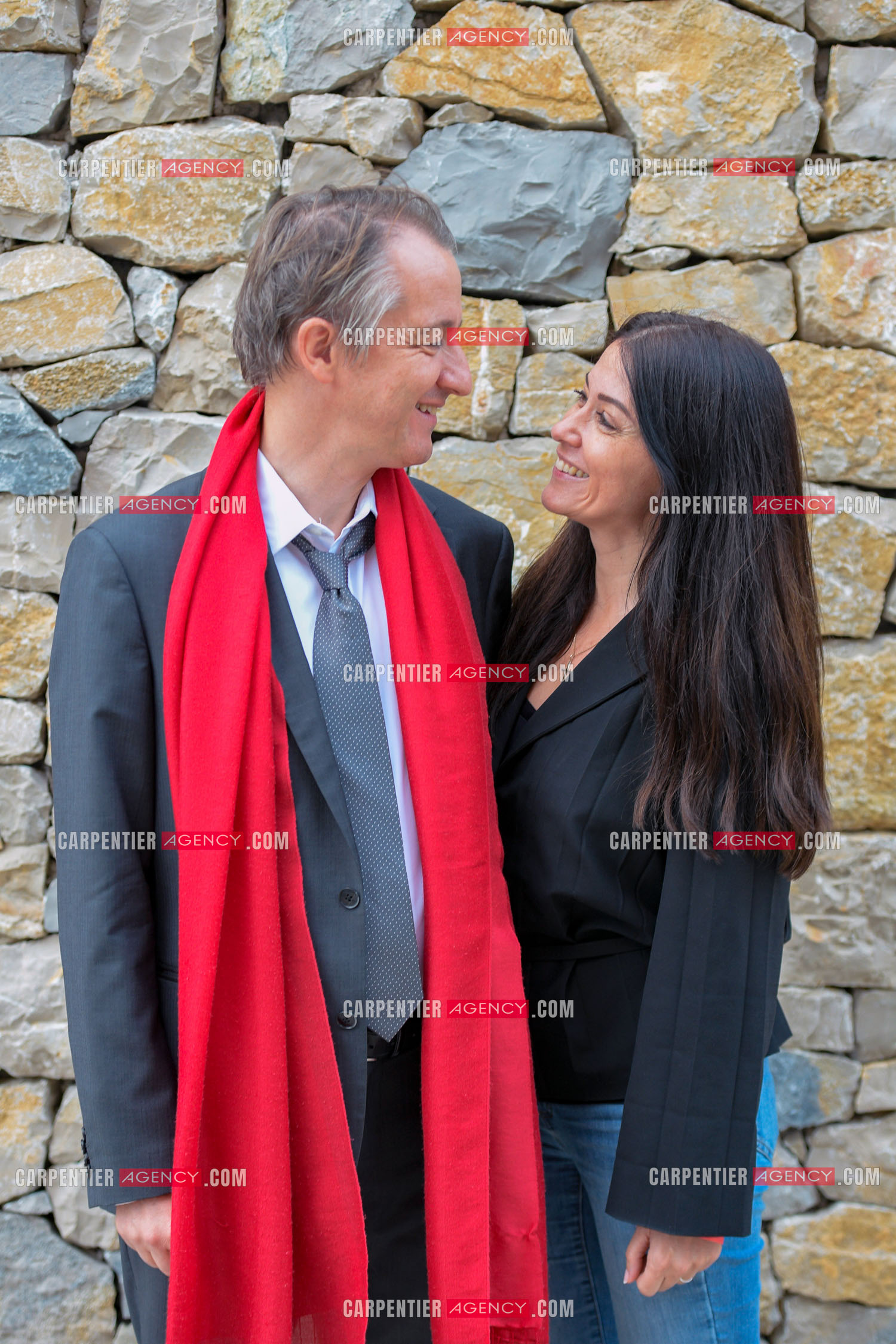 Le journaliste et chroniqueur sur BFM TV Christophe Barbier et sa femme Pauline Courtin. ( Exclusif )