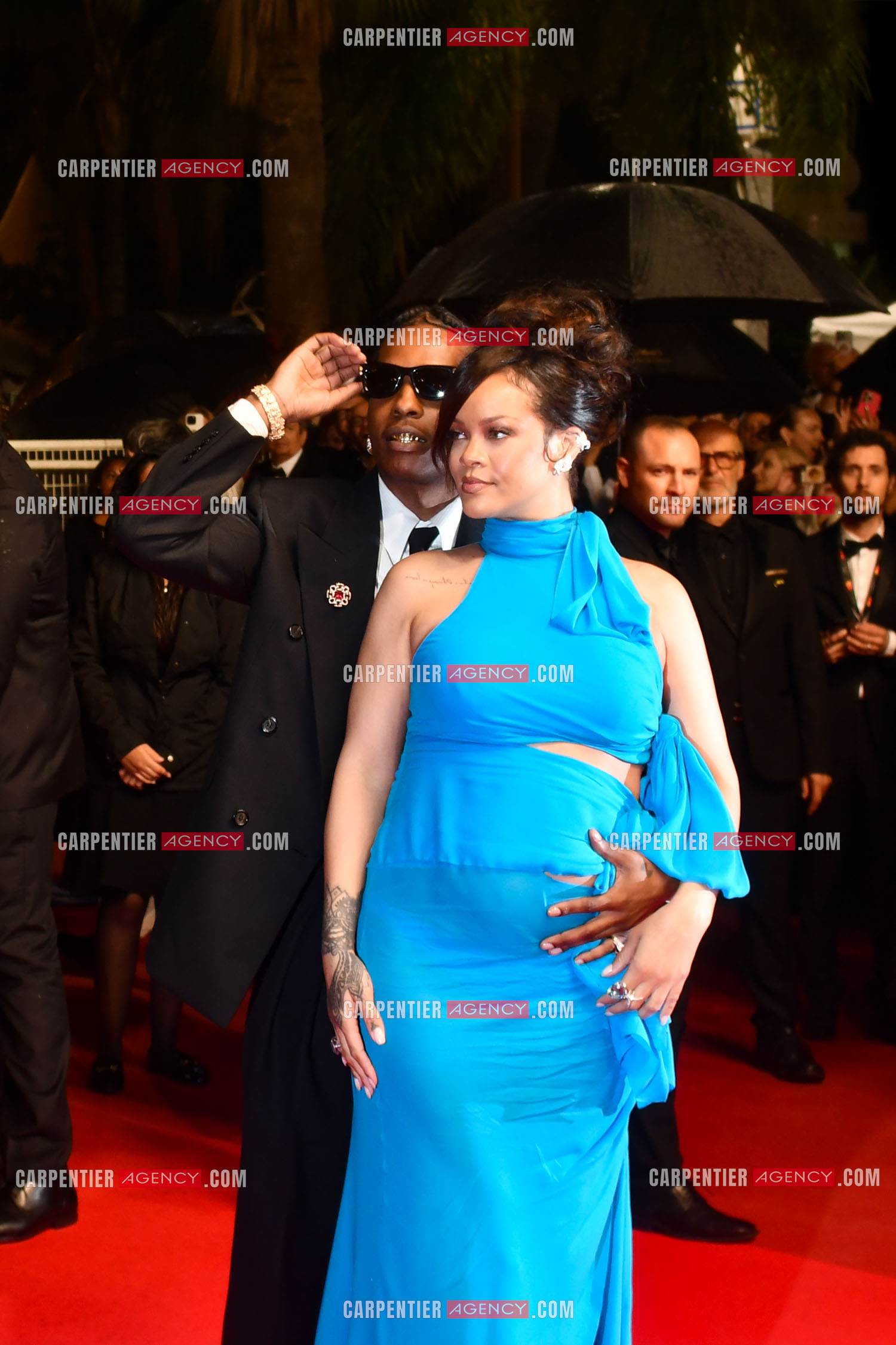 Festival de Cannes 2025. 78e édition, du 13 au 24 mai 2025. Rihanna et A$AP Rocky assistent à la projection  de « Highest 2 Lowest » au Palais des Festivals.
