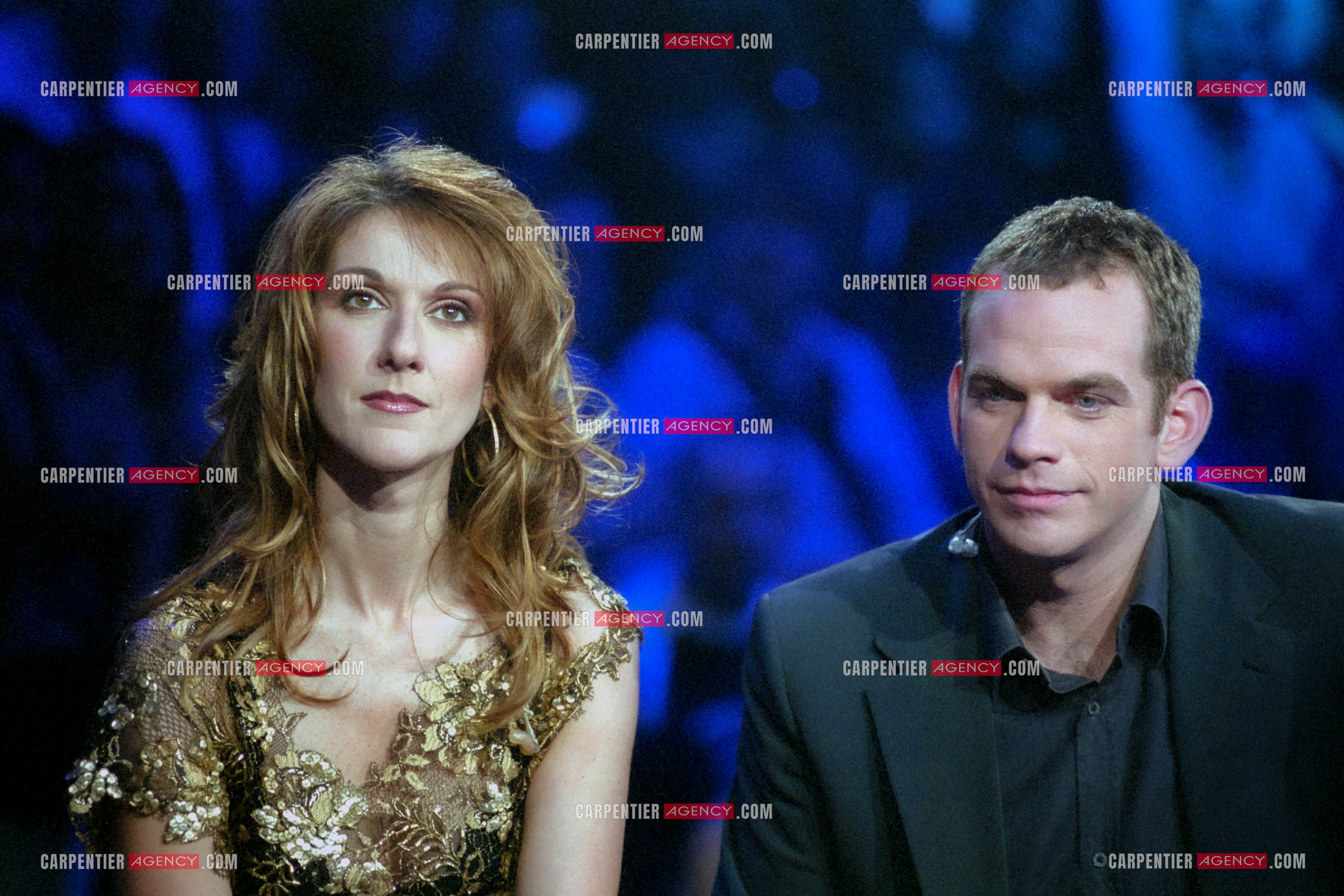 Enregistrement de l'émission spéciale Céline Dion sur TF1 le 17 Mars 2002. Invité de Céline, le chanteur Garou.  ( Exclusif )