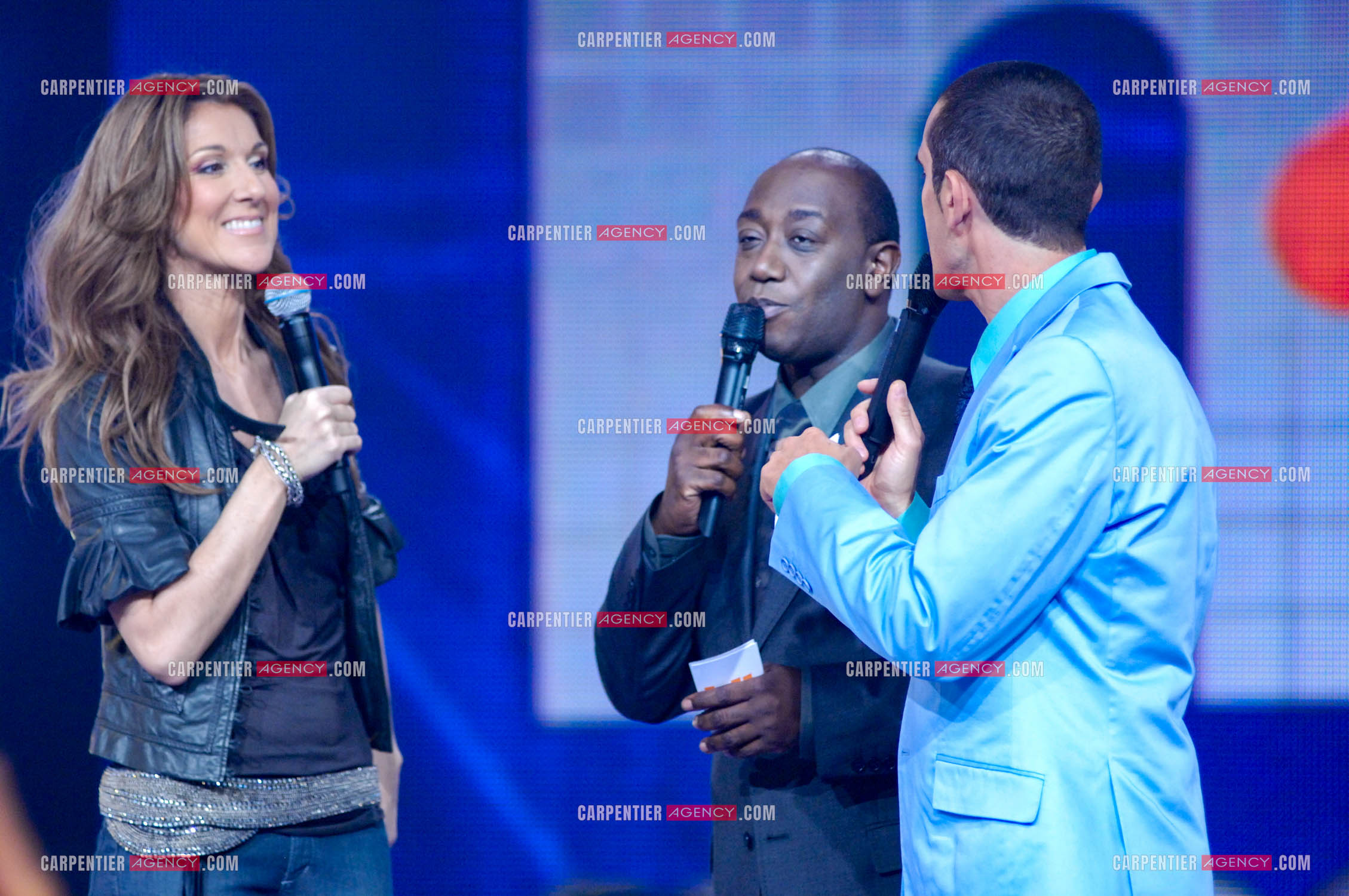 La chanteuse Céline Dion invitée de l'émission “Hit Machine“ présentée par Charly et Lulu et diffusée sur M6.              ( Exclusif )
