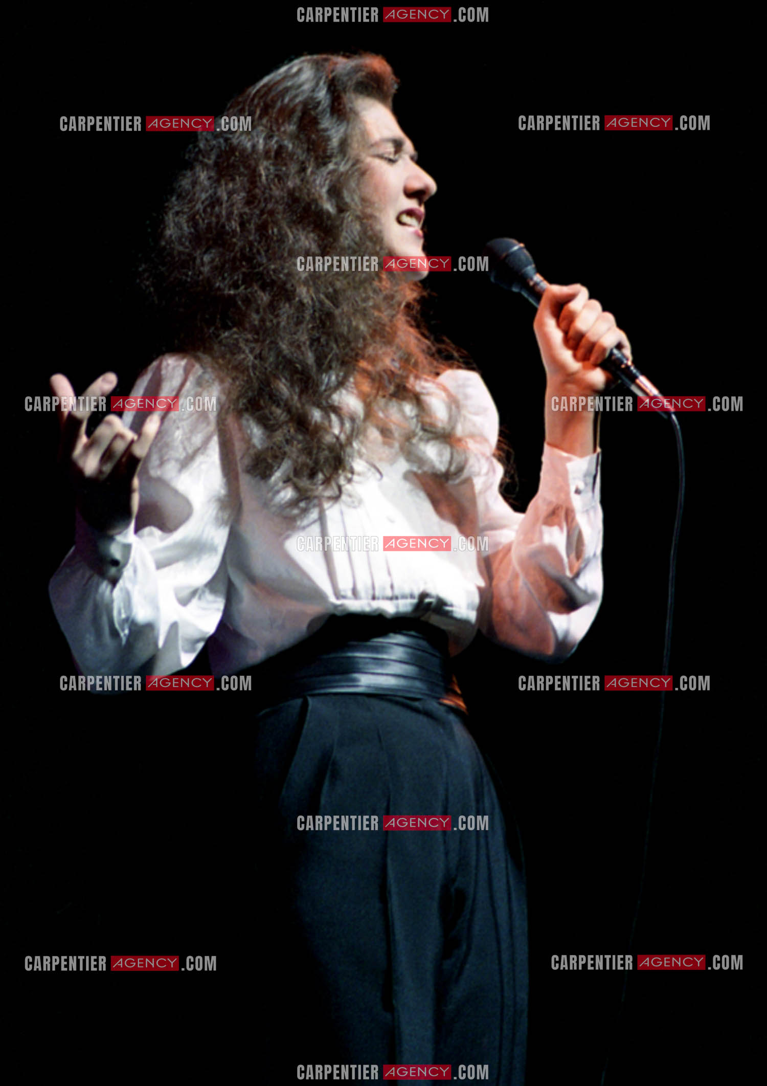La chanteuse Céline Dion en première partie du spectacle de Patrick Sébastien à l'Olympia en 1984.    ( Exclusif )