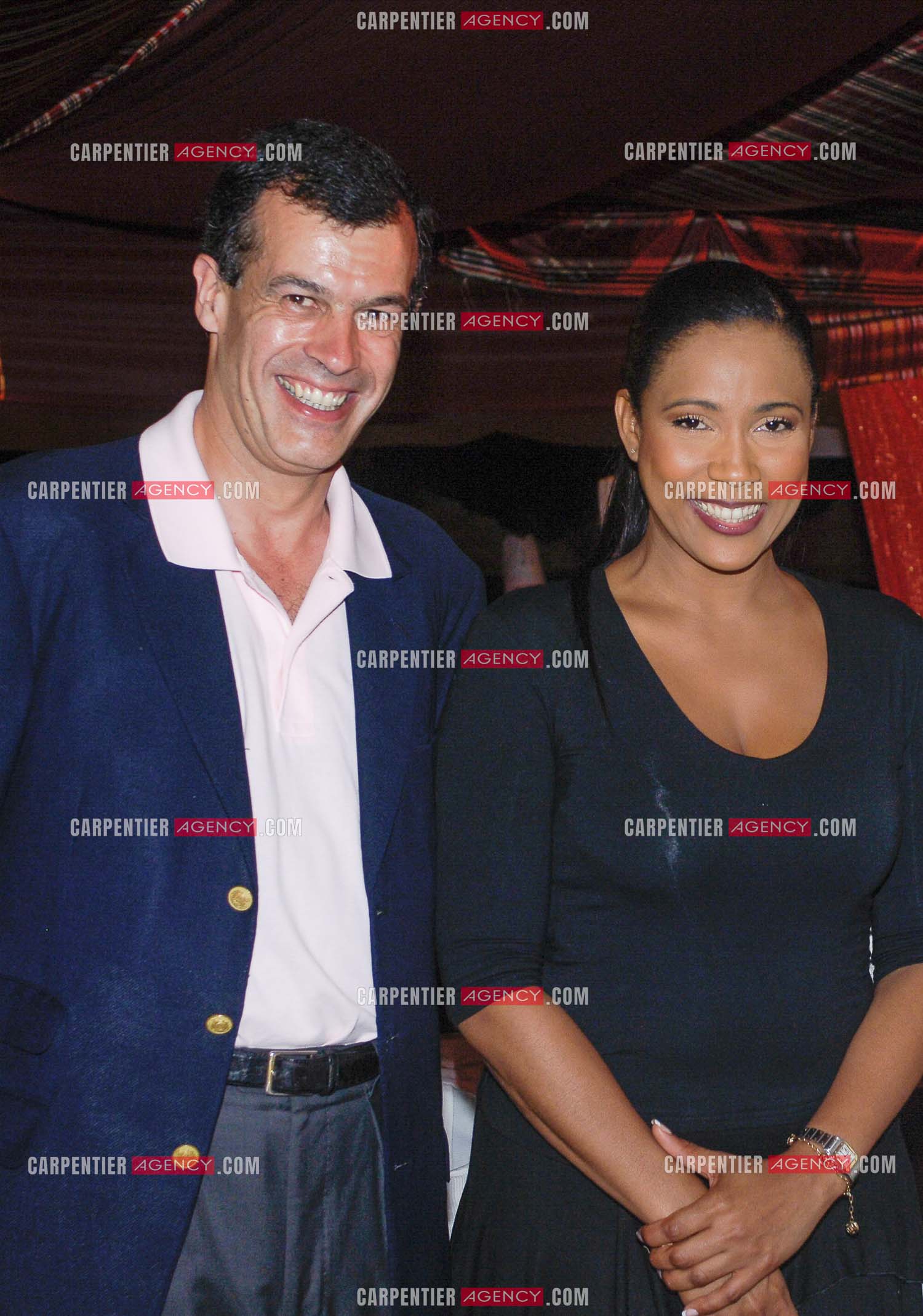 La journaliste Christine Kelly et le Président du Club Méditérranée Henri Giscard D'Estaing lors du Trophémina de Djerba. ( Exclusif )