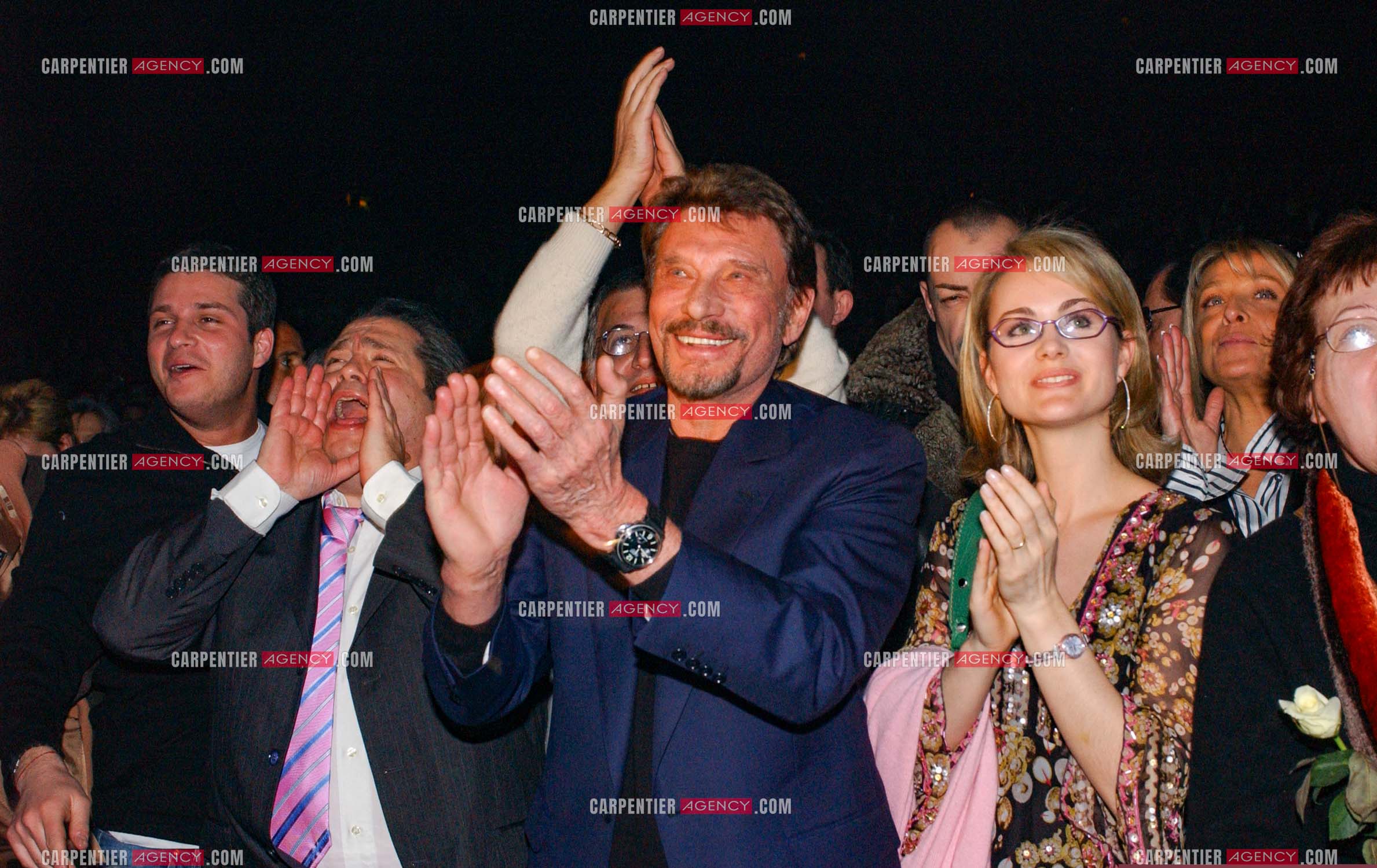 Générale de la comédie musicale “ DON JUAN “ au Palais des Congrès de Paris le 02 Mars 2005. Johnny Hallyday et sa femme Laeticia.          ( Exclusif )