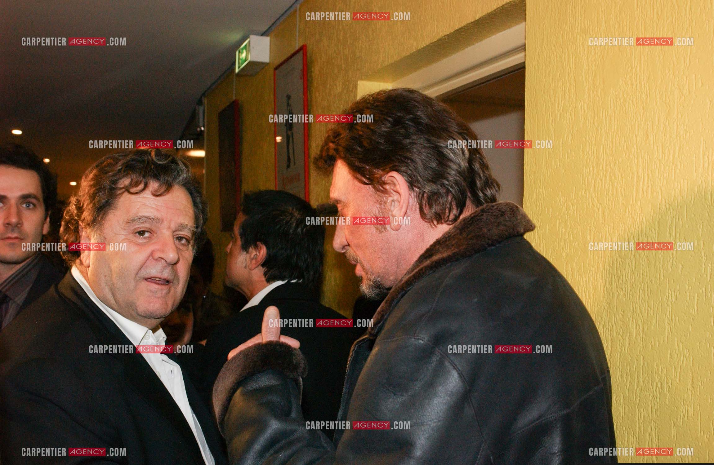 Générale de la comédie musicale “ DON JUAN “ au Palais des Congrès de Paris le 02 Mars 2005. Charles Talar et Johnny Hallyday.          ( Exclusif )