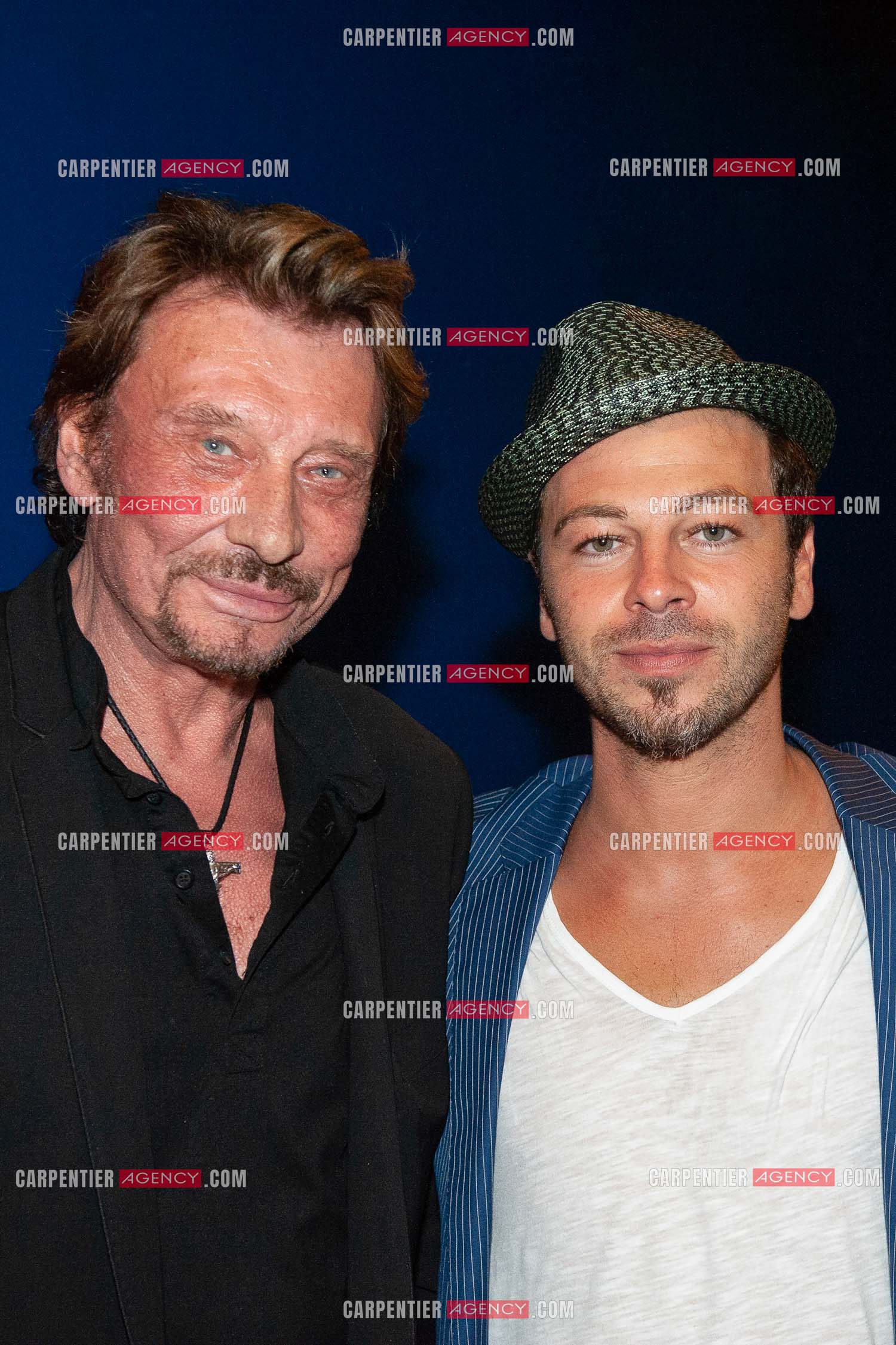 Les chanteurs Johnny Hallyday et Christophe Maé.     ( Exclusif )