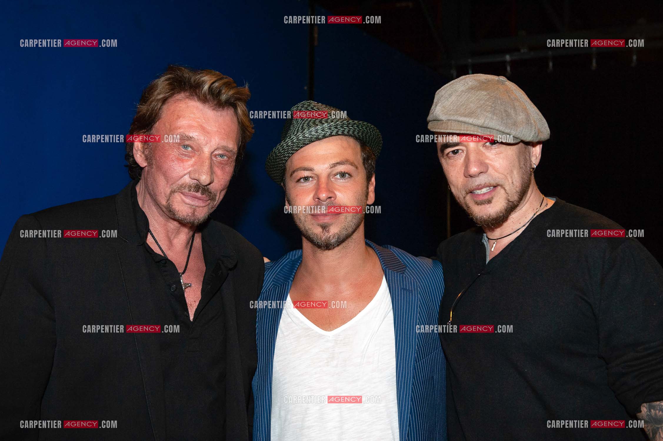 Les chanteurs Johnny Hallyday, Christophe Maé et Pascal Obispo.     ( Exclusif )