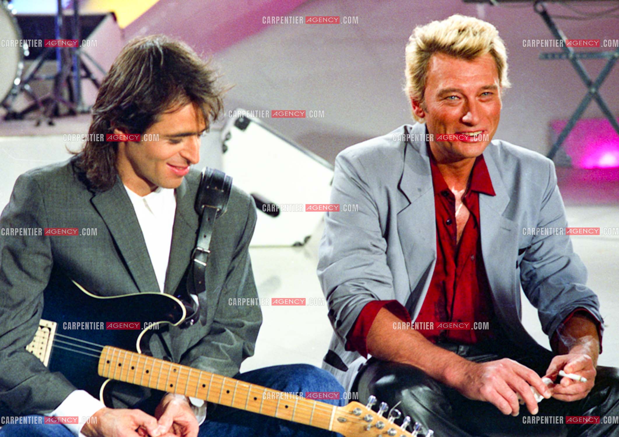 Émission “ Champs Élysées “ avec comme invités Jean-Jacques Goldman et Johnny Hallyday le 06 Déc 1986.