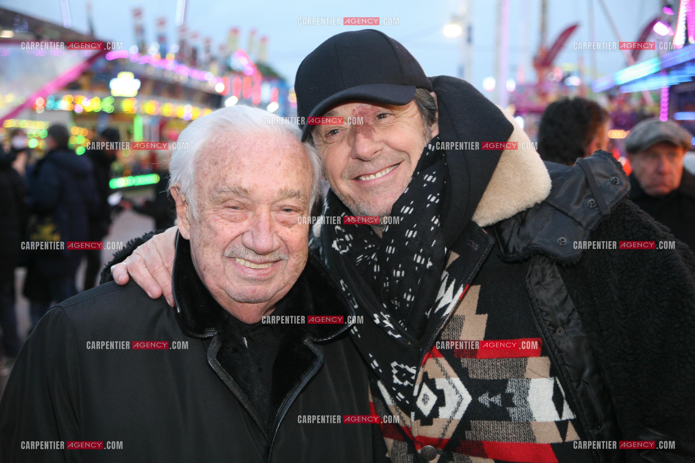 Jean-Luc Reichmann avec Marcel Campion le patron des forains de la Foire du Trône à Paris.