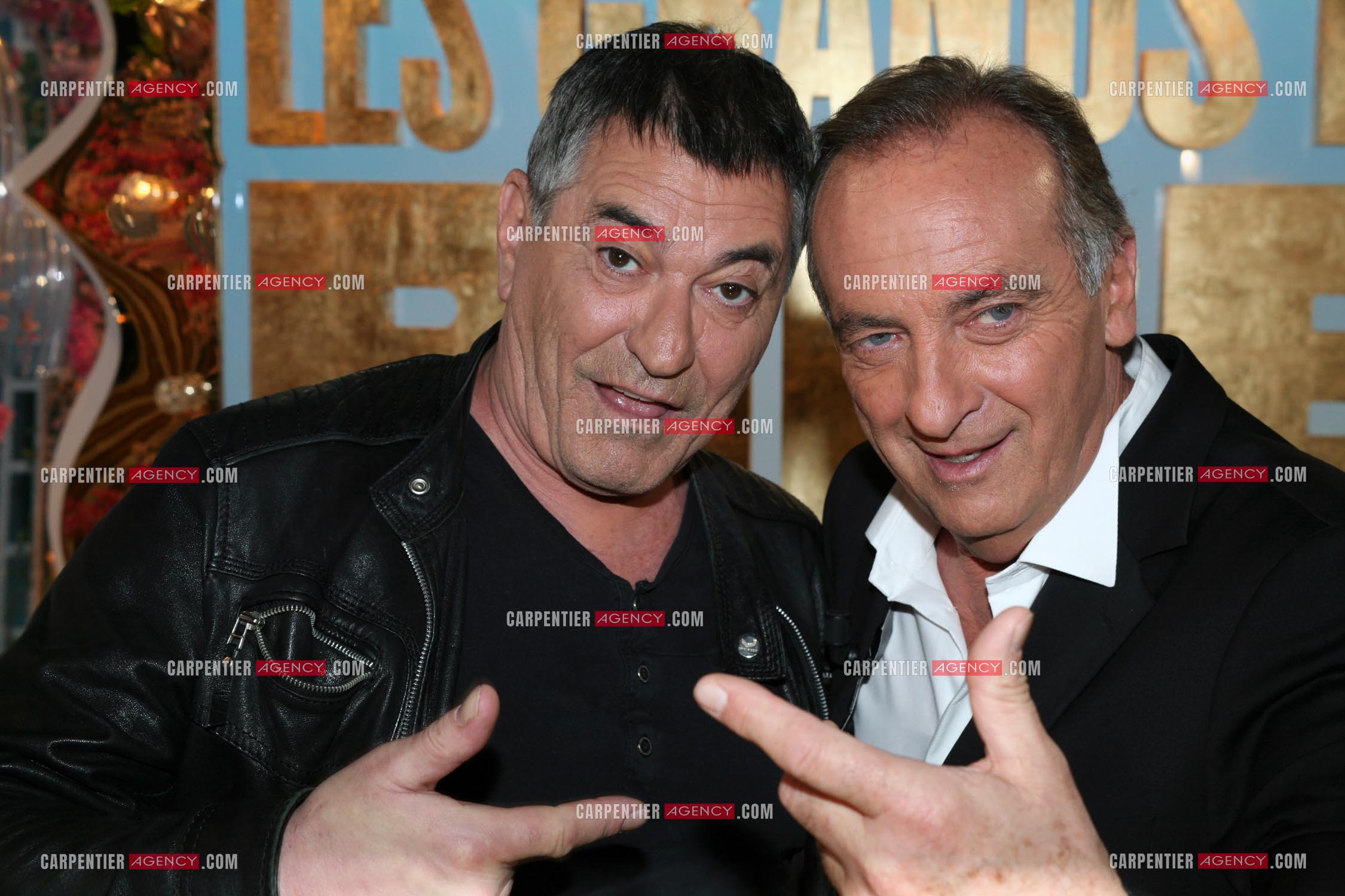 L'animateur Yves Lecoq avec l'humoriste Jean-Marie Bigard.     ( Exclusif )