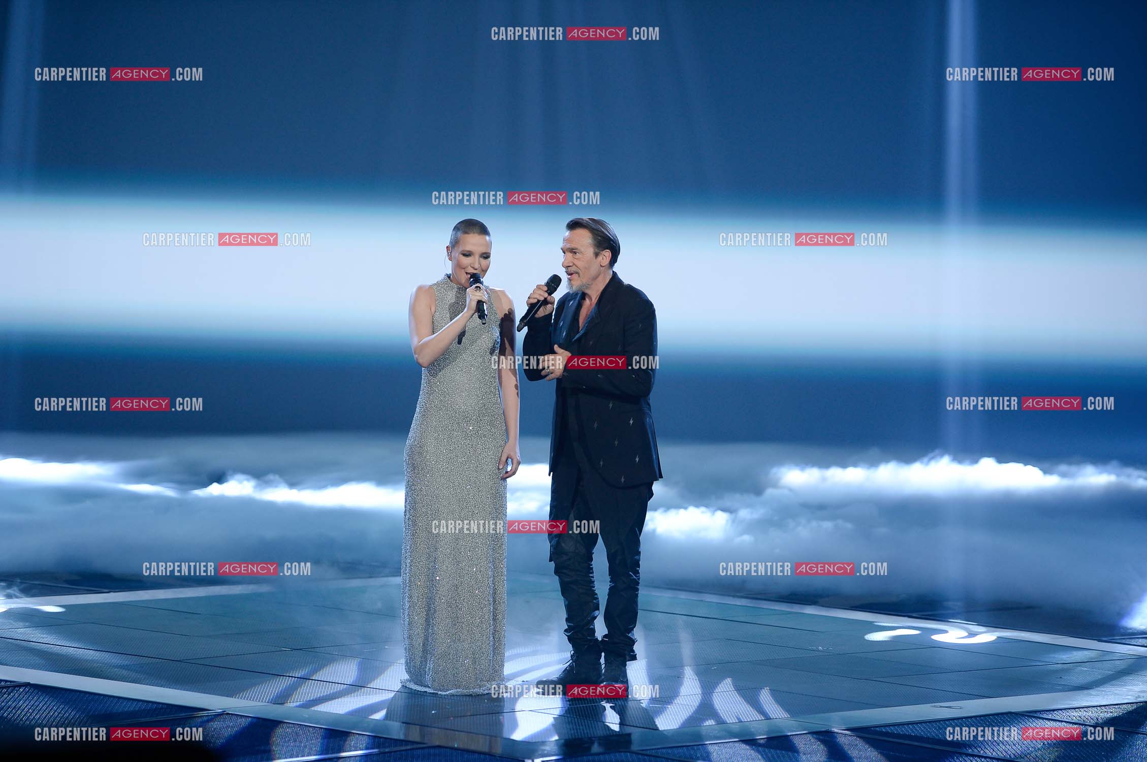 Saison 4 de l'émission The Voice en 2015. Duo entre la finaliste Anne Sila et son coach Florent Pagny.         ( Exclusif )