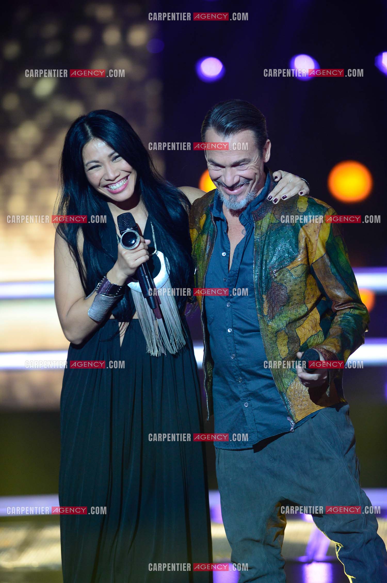 Saison 5 de l'émission The Voice en 2016. La chanteuse Angunn invitée de l'émission pour un duo avec le coach Florent Pagny.     ( Exclusif )