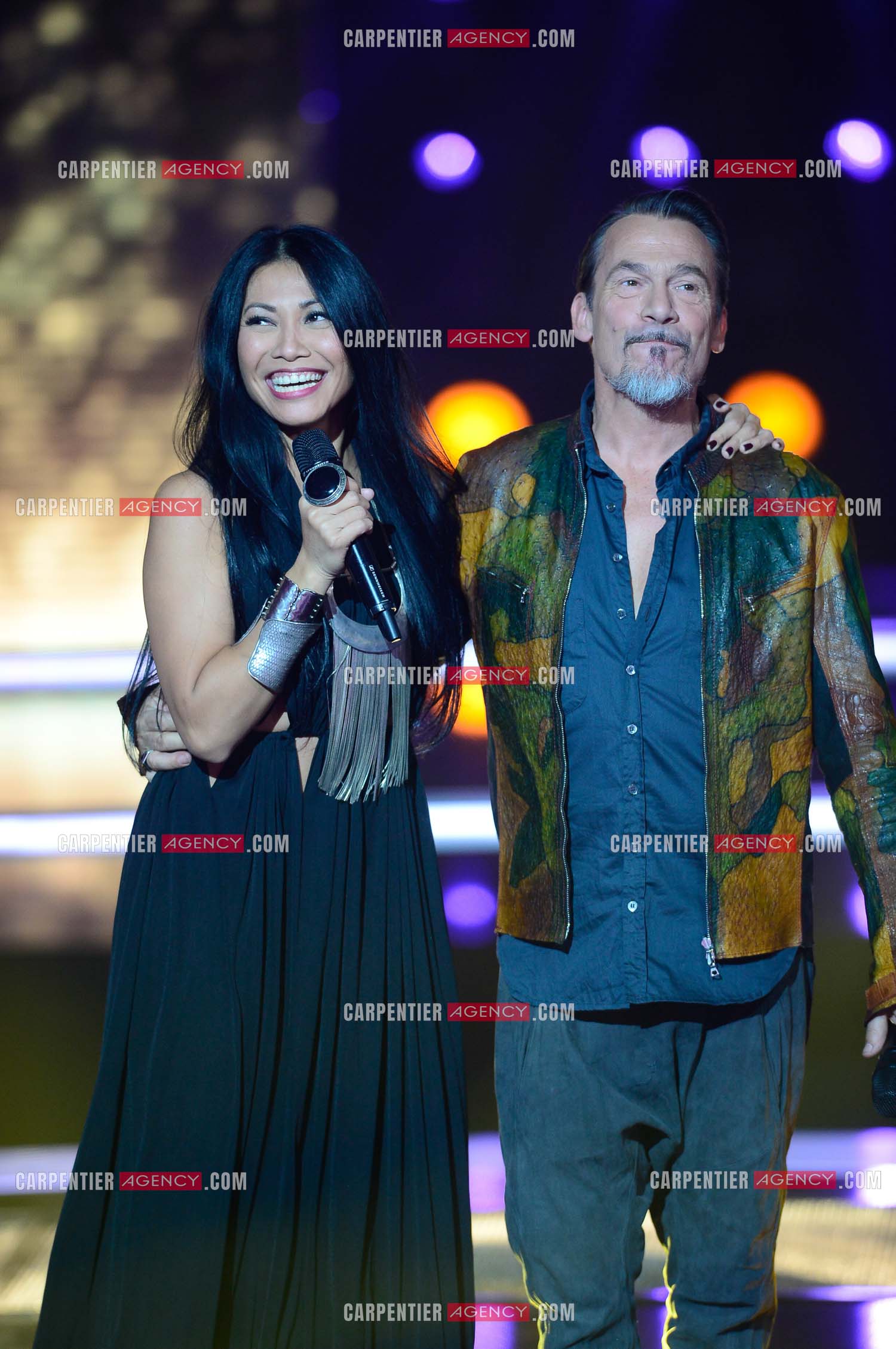 Saison 5 de l'émission The Voice en 2016. La chanteuse Angunn invitée de l'émission pour un duo avec le coach Florent Pagny.     ( Exclusif )
