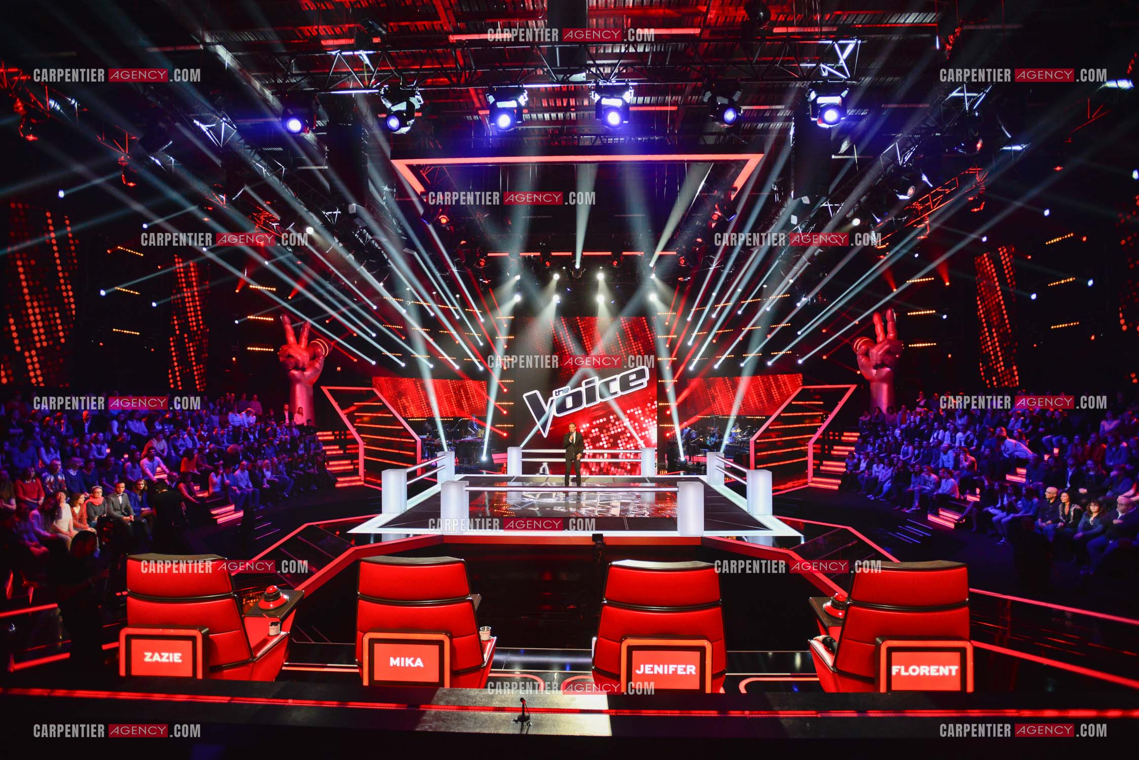 L'animateur Nikos Aliagas lors de l'émission The Voice.     ( Exclusif )
