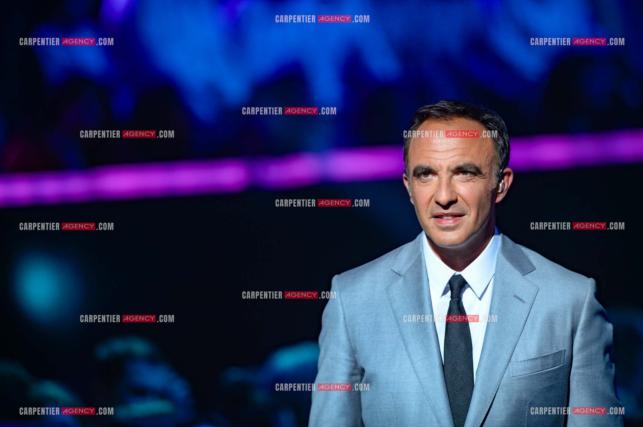 L'animateur Nikos Aliagas lors de l'émission The Voice.     ( Exclusif )