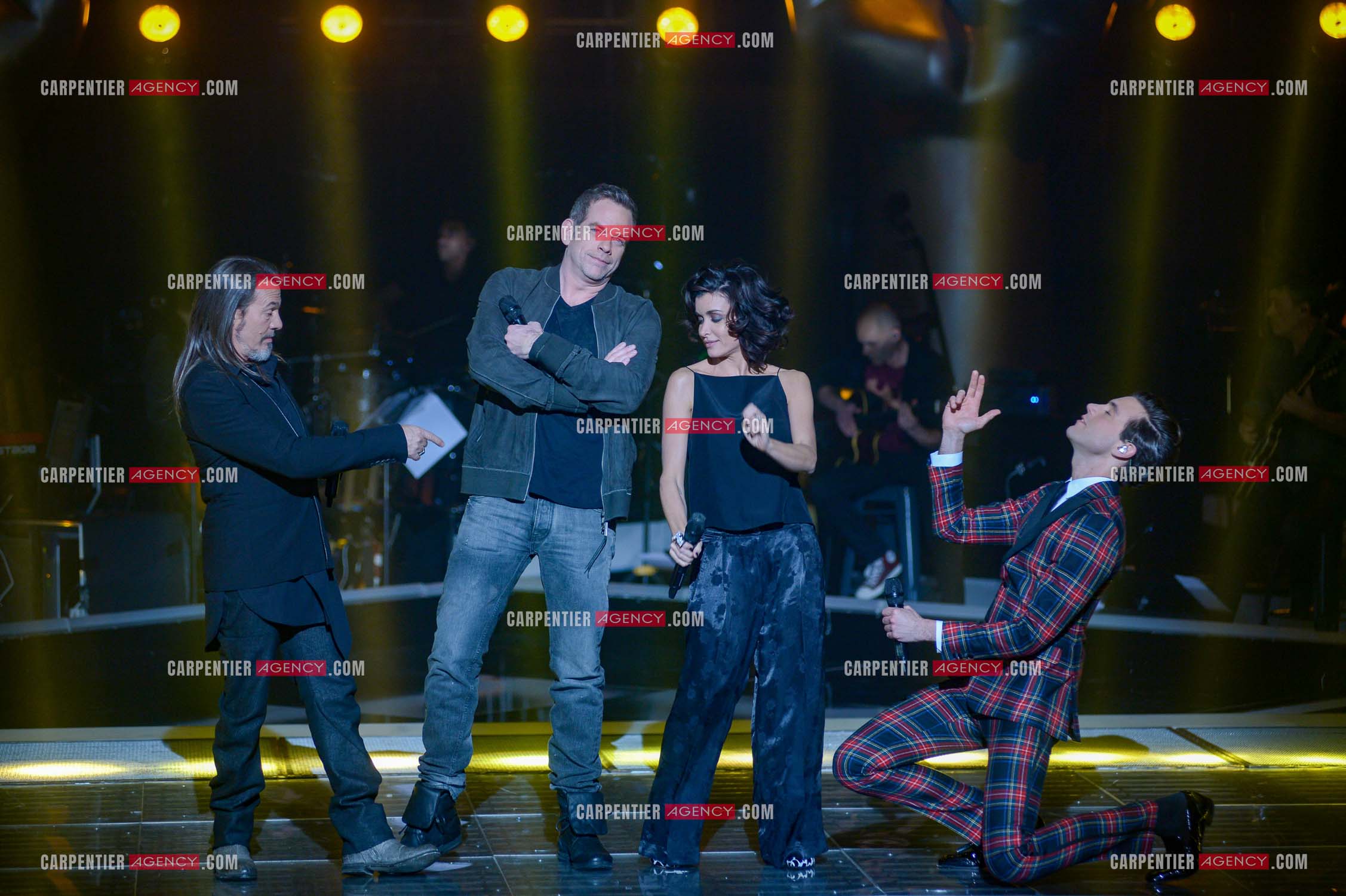 Saison 3 de l'émission The Voice. Les 4 coachs de cette saison, Florent Pagny, Jenifer, Garou et Mika.           ( Exclusif )
