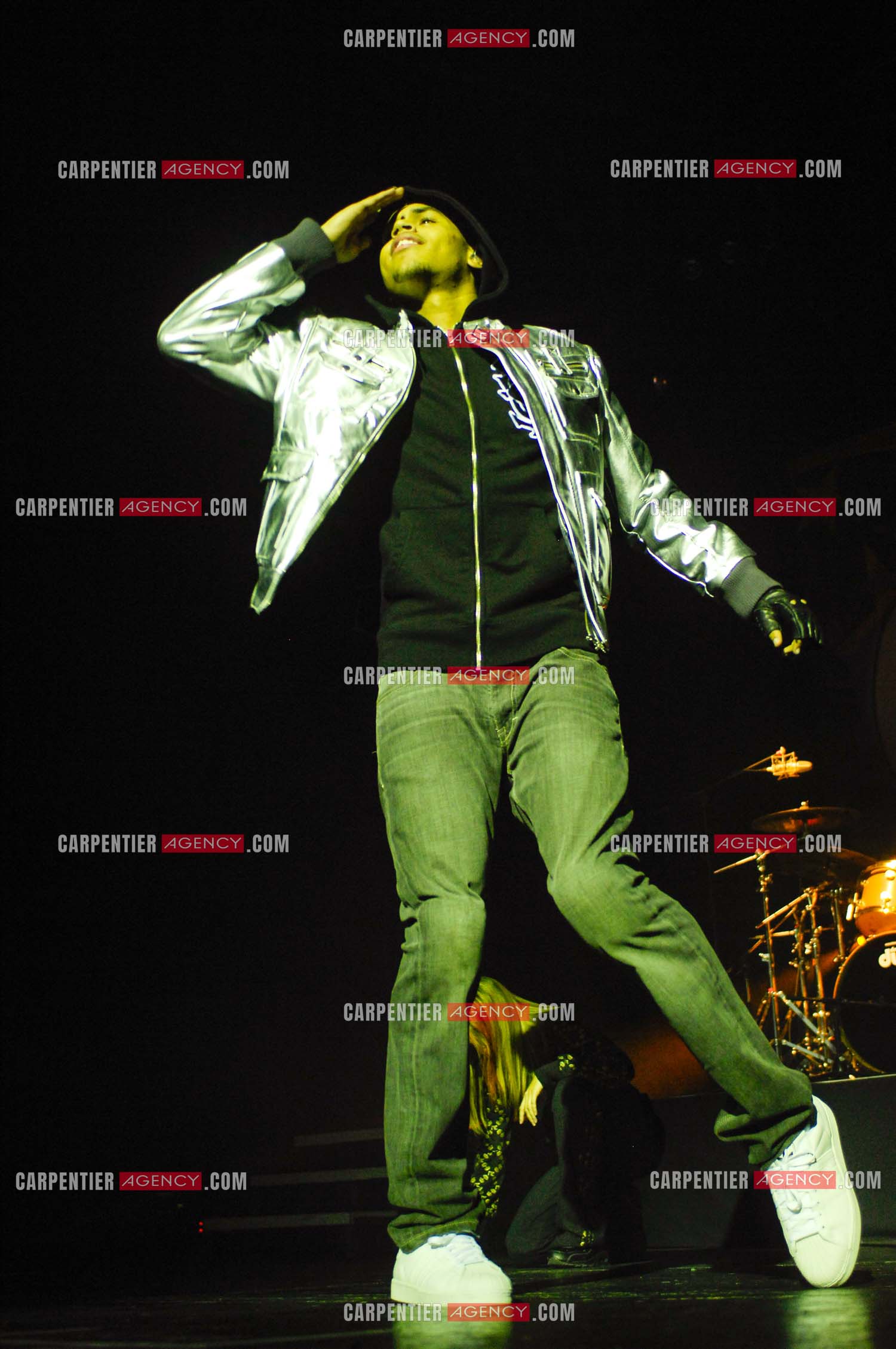Le rappeur Chris Brown en concert au Zénith de Paris en 2008.  ( Exclusif )