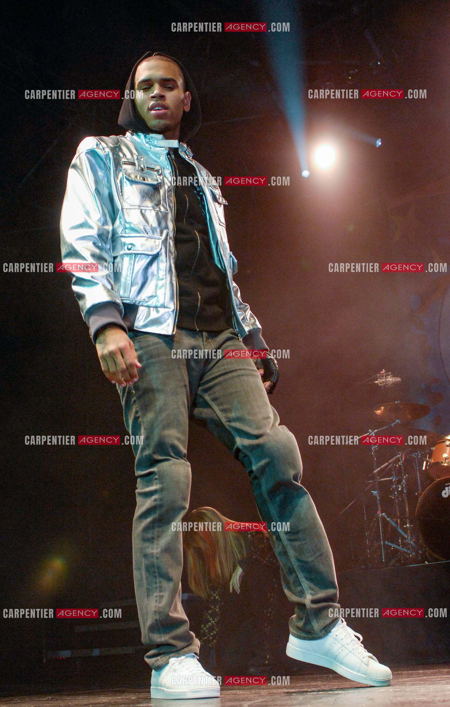 Le rappeur Chris Brown en concert au Zénith de Paris en 2008.  ( Exclusif )