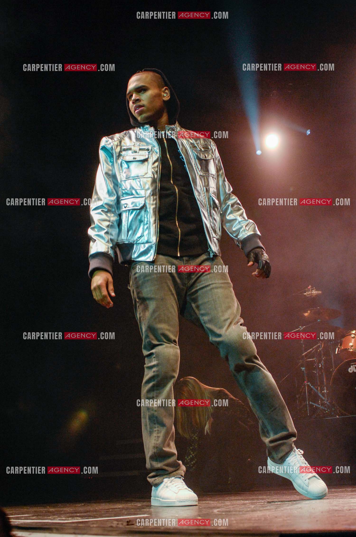Le rappeur Chris Brown en concert au Zénith de Paris en 2008.  ( Exclusif )