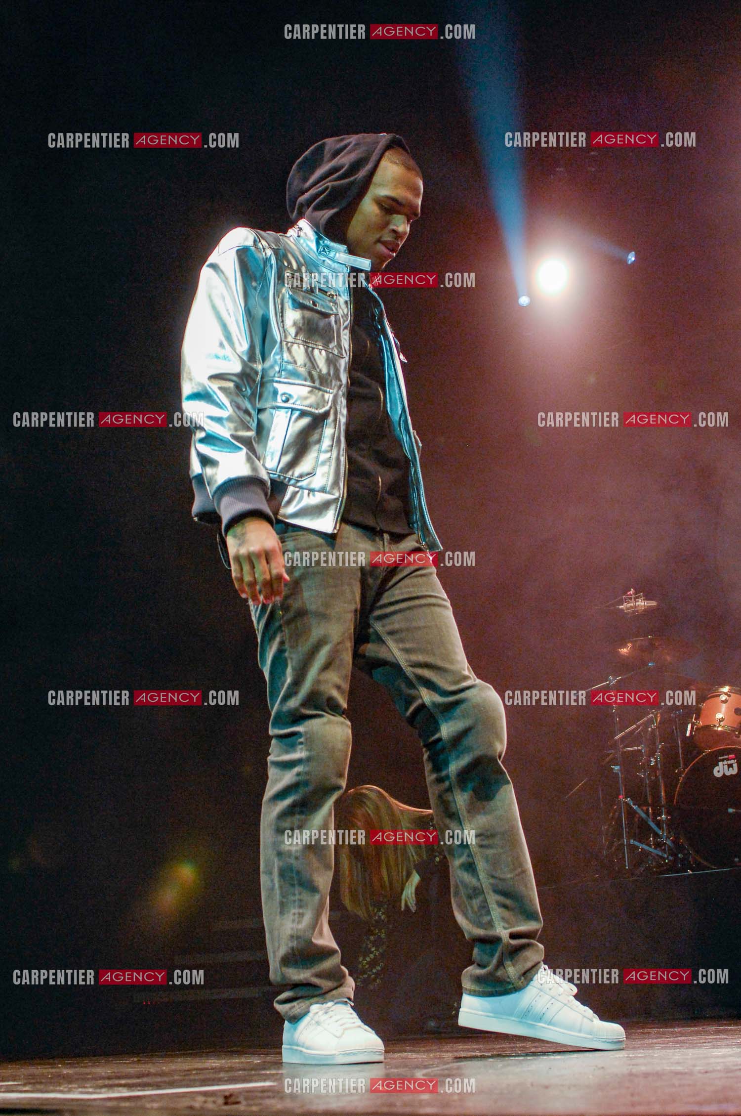 Le rappeur Chris Brown en concert au Zénith de Paris en 2008.  ( Exclusif )