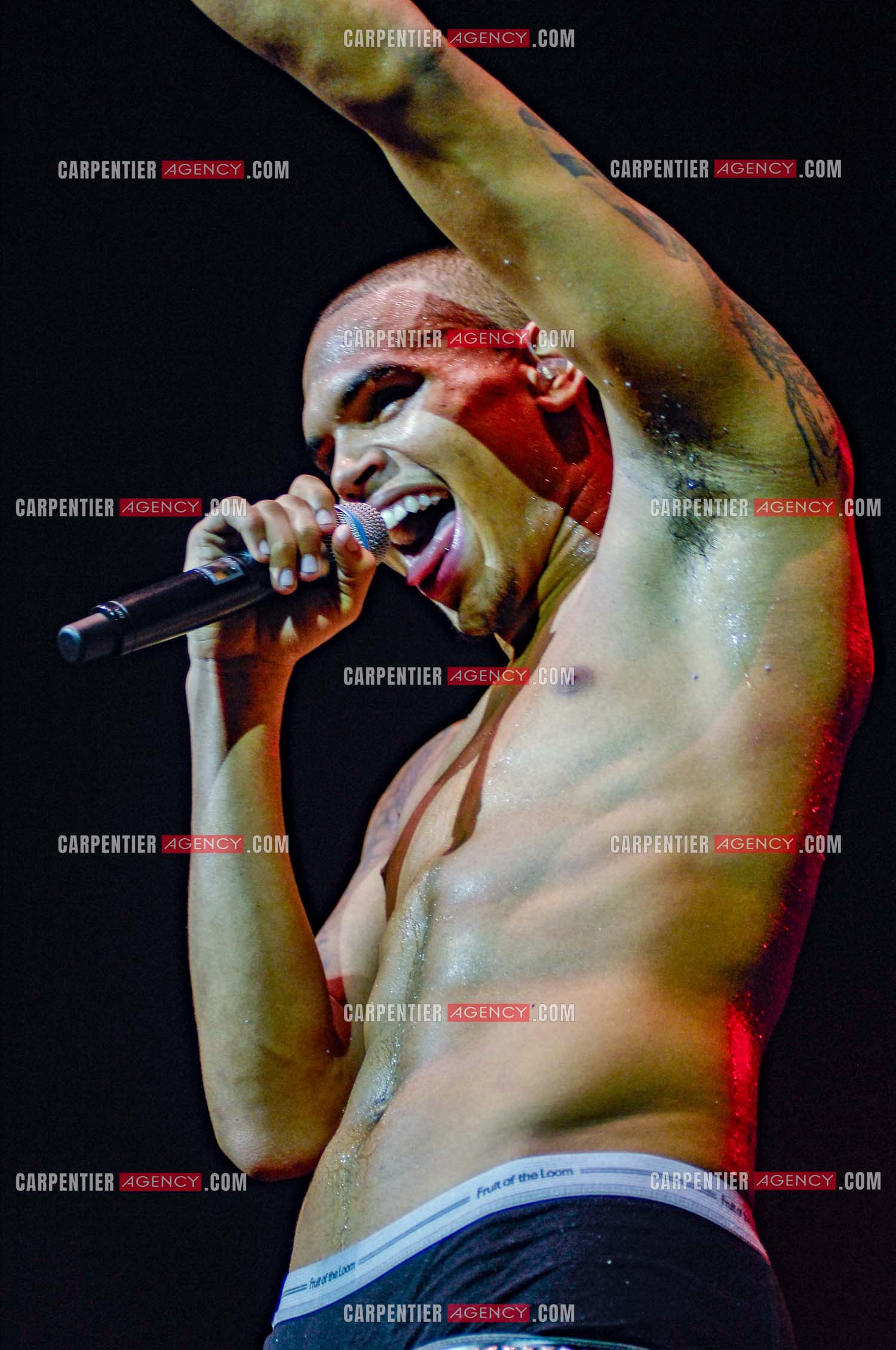 Le rappeur Chris Brown en concert au Zénith de Paris en 2008.  ( Exclusif )