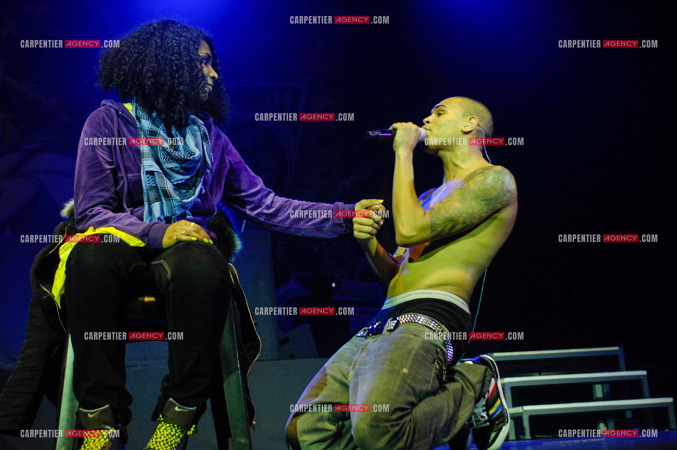 Le rappeur Chris Brown en concert au Zénith de Paris en 2008.  ( Exclusif )