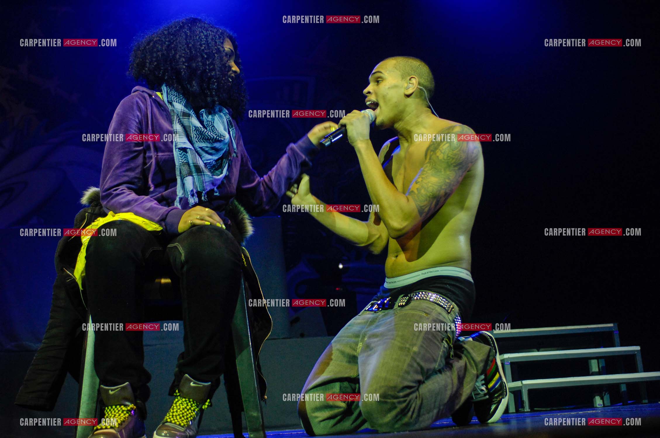 Le rappeur Chris Brown en concert au Zénith de Paris en 2008.  ( Exclusif )
