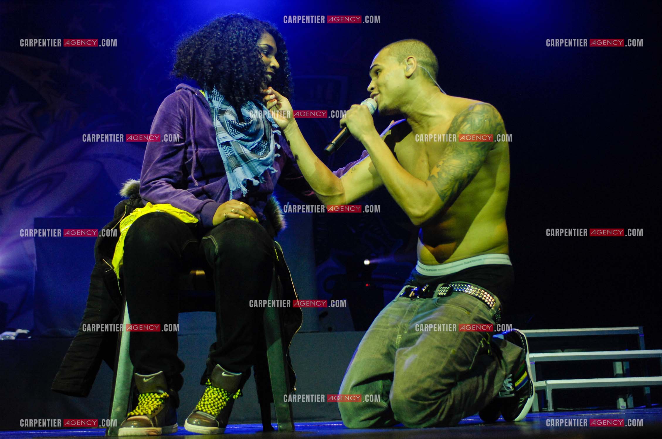 Le rappeur Chris Brown en concert au Zénith de Paris en 2008.  ( Exclusif )