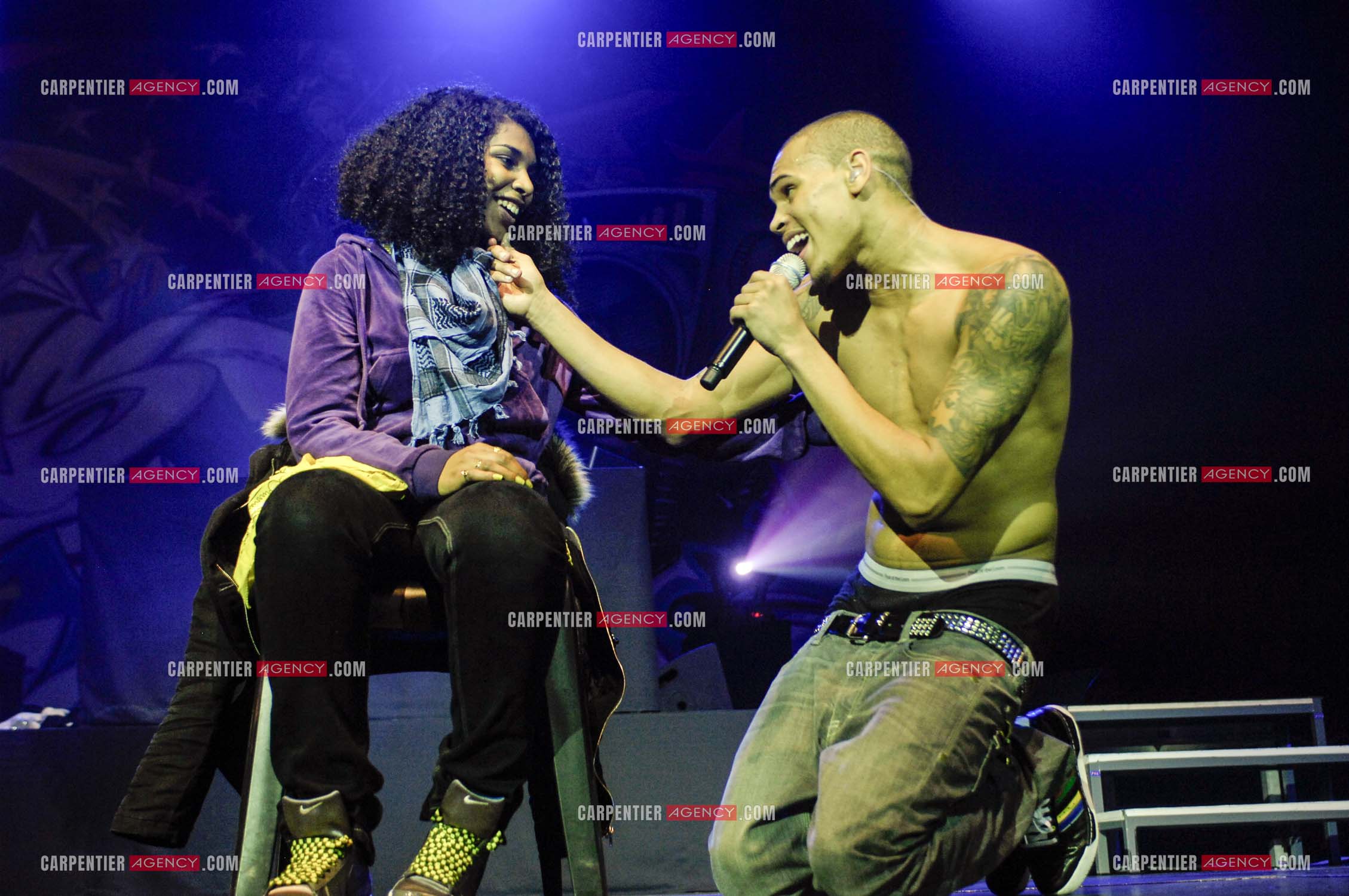 Le rappeur Chris Brown en concert au Zénith de Paris en 2008.  ( Exclusif )