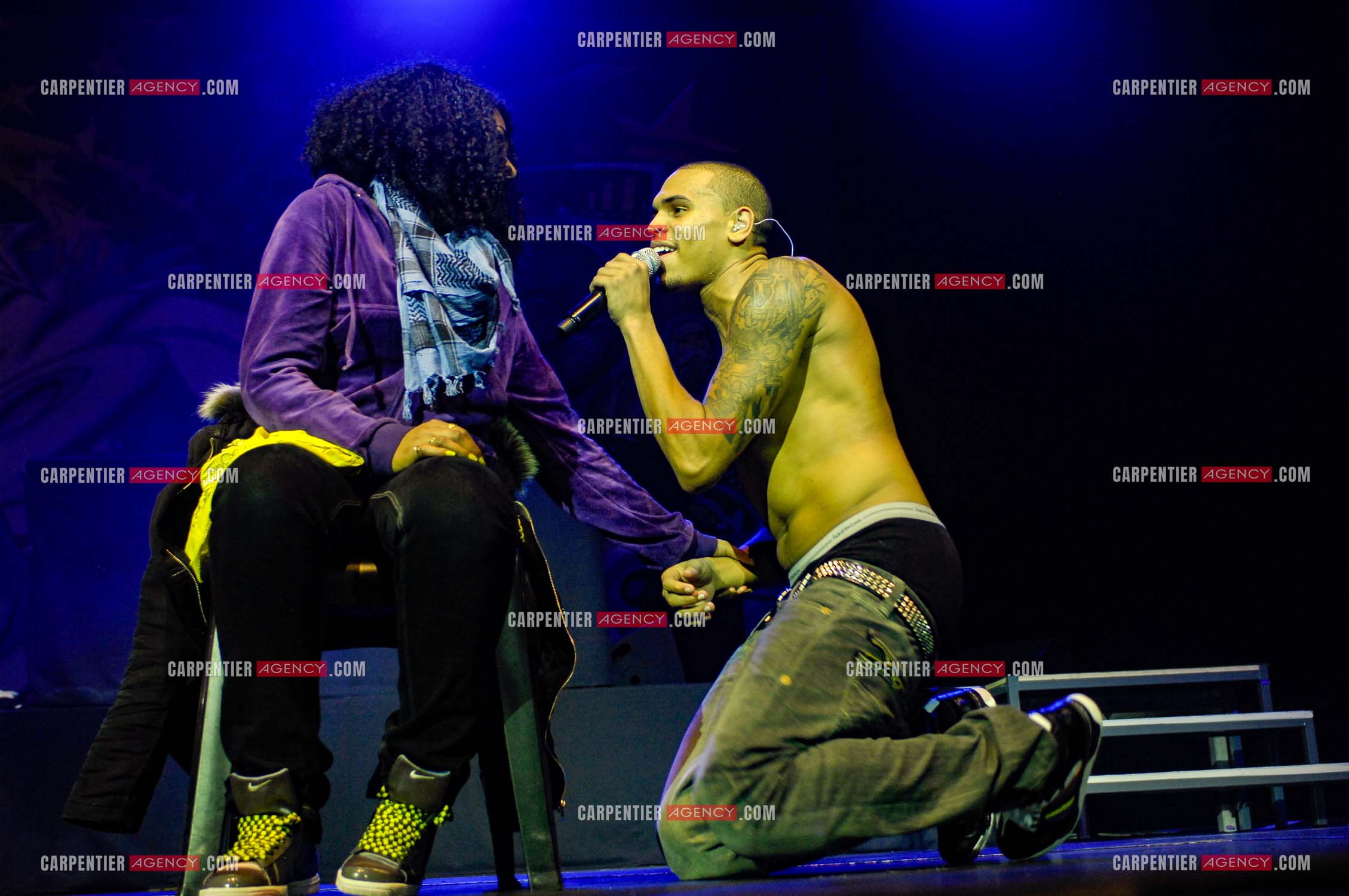 Le rappeur Chris Brown en concert au Zénith de Paris en 2008.  ( Exclusif )
