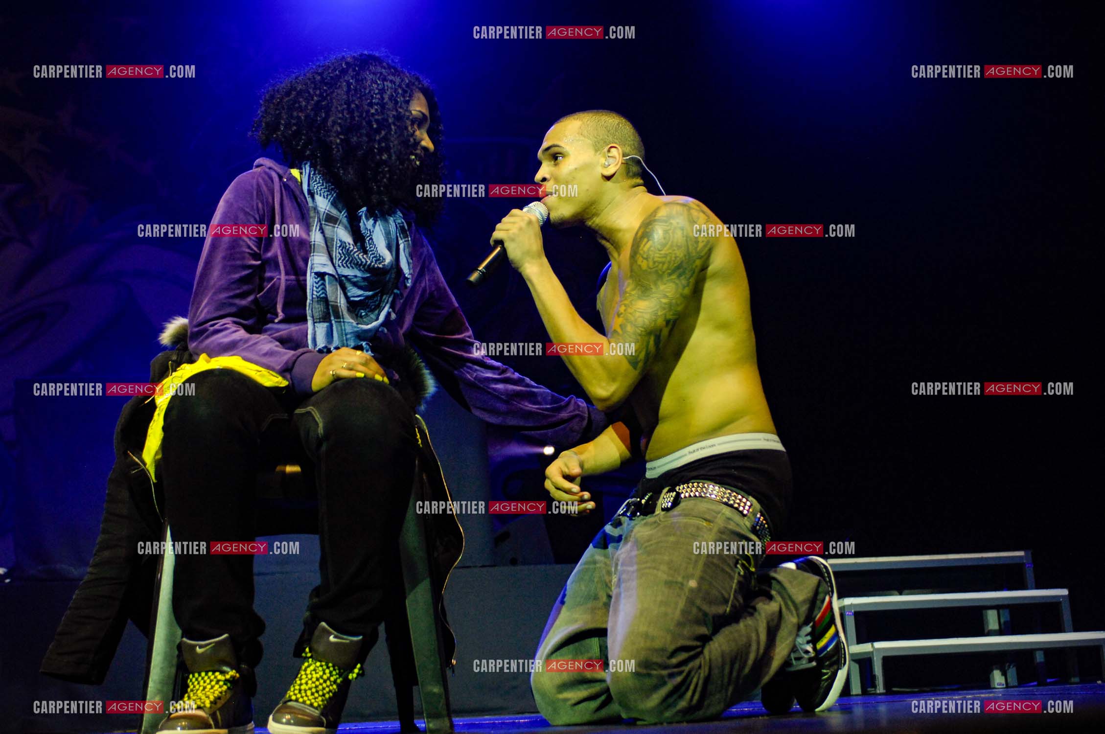 Le rappeur Chris Brown en concert au Zénith de Paris en 2008.  ( Exclusif )