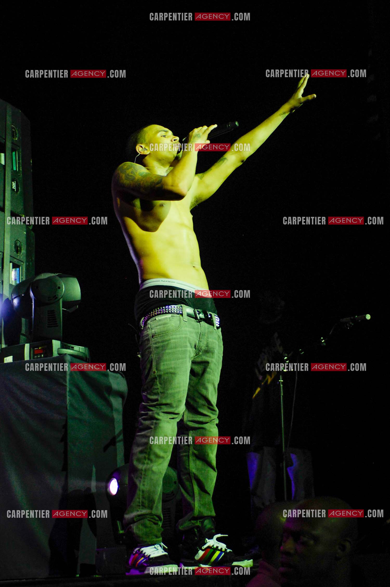 Le rappeur Chris Brown en concert au Zénith de Paris en 2008.  ( Exclusif )
