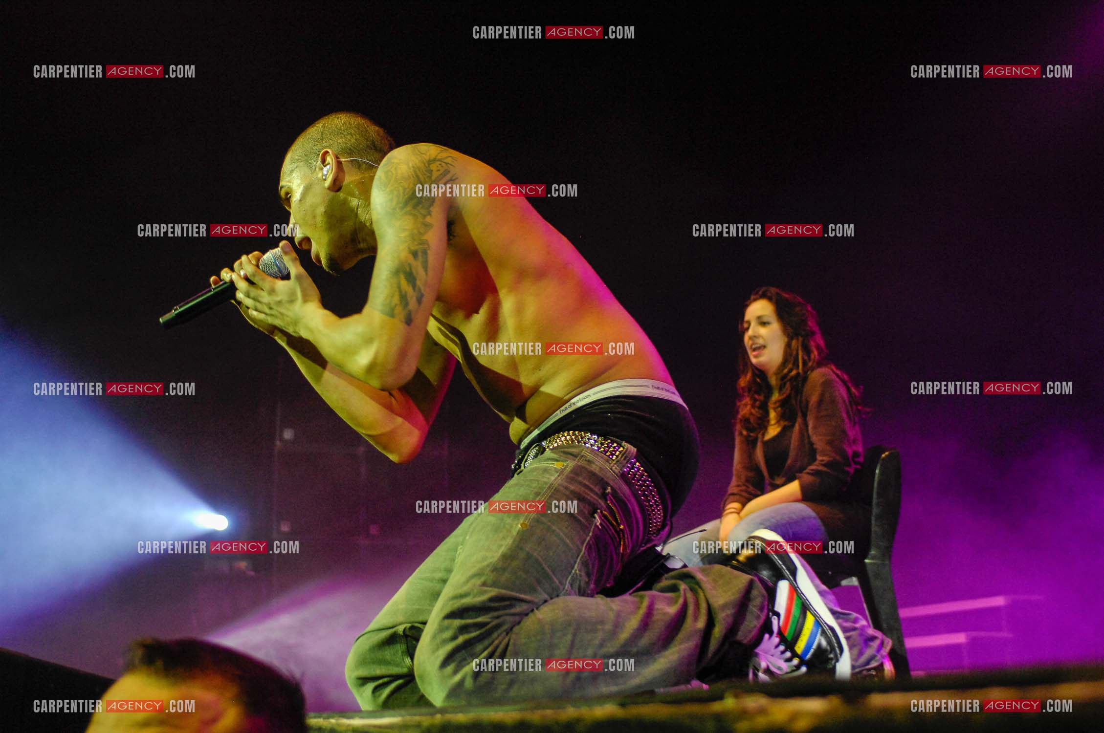 Le rappeur Chris Brown en concert au Zénith de Paris en 2008.  ( Exclusif )