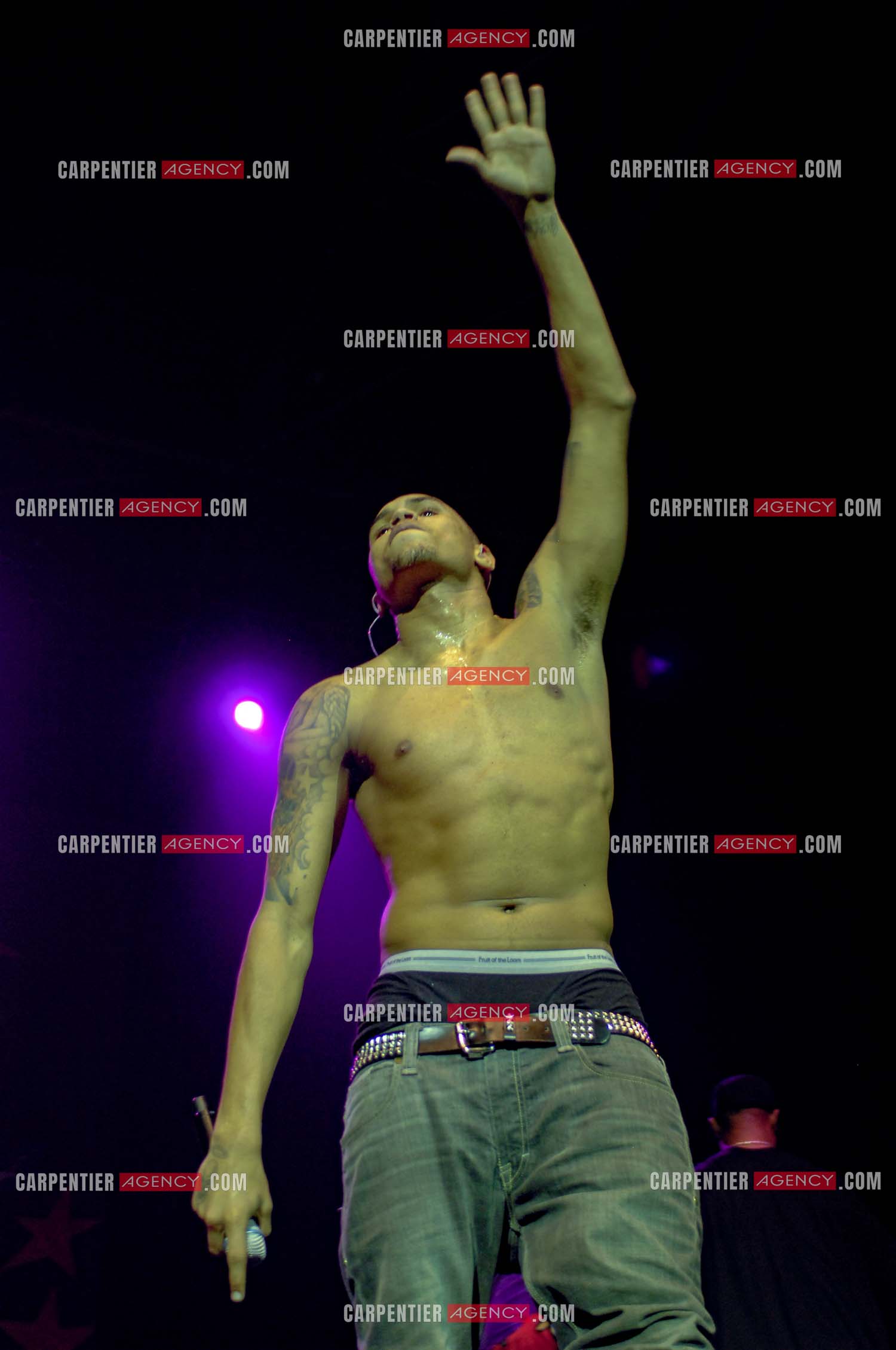 Le rappeur Chris Brown en concert au Zénith de Paris en 2008.  ( Exclusif )