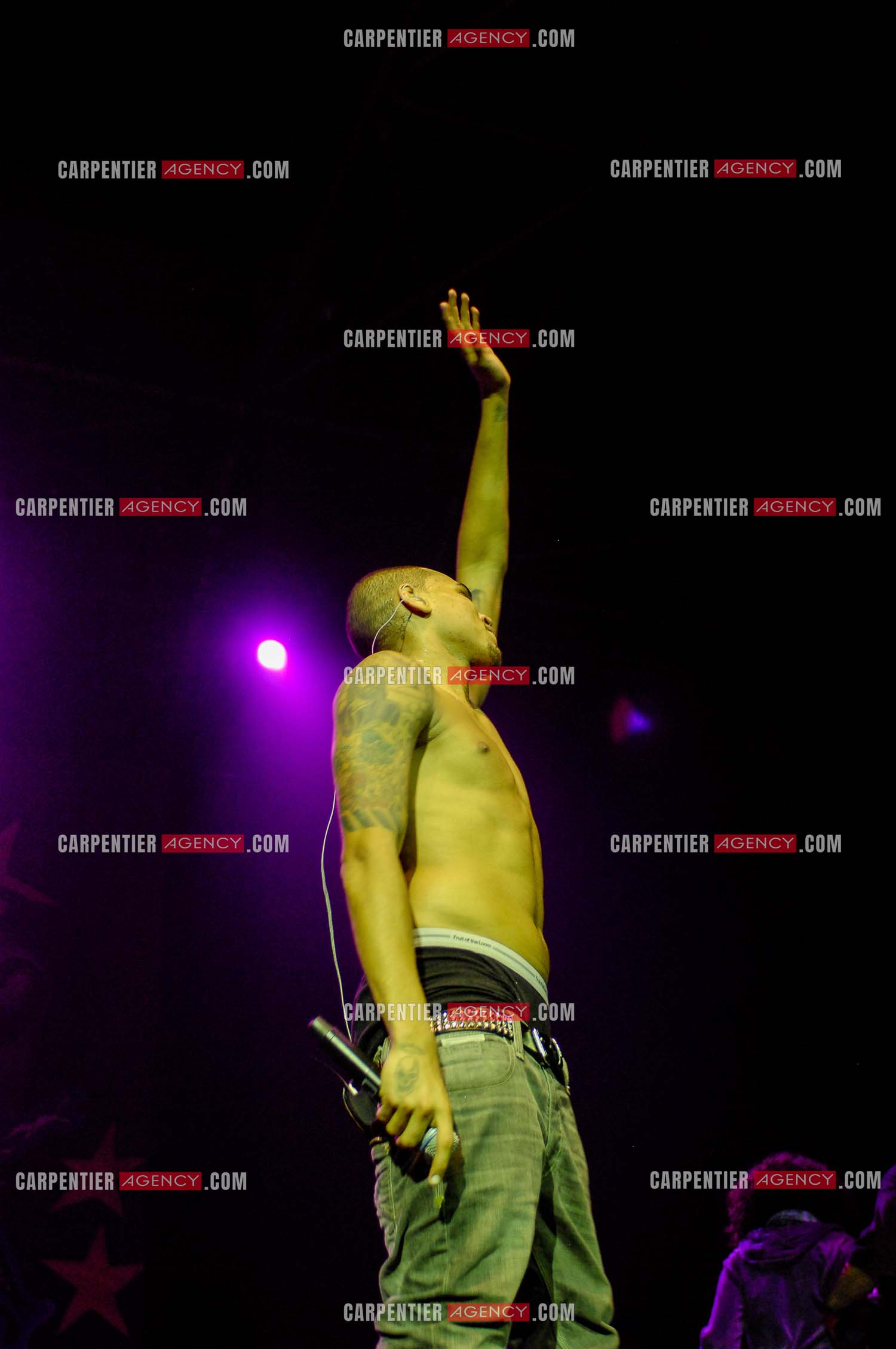 Le rappeur Chris Brown en concert au Zénith de Paris en 2008.  ( Exclusif )