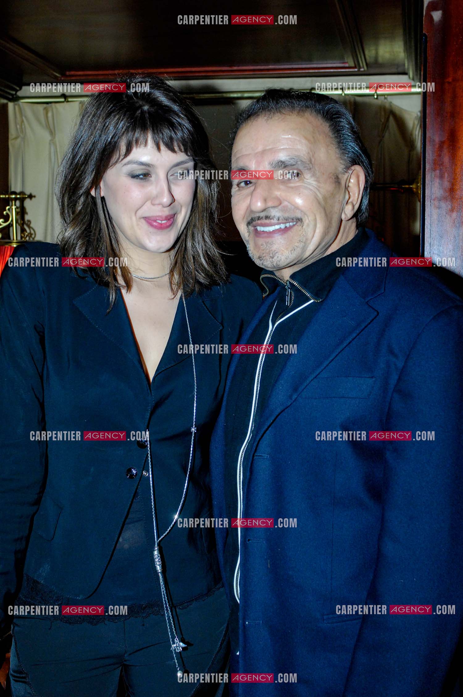 Générale de la pièce “ Les Demoiselles D'Avignon “ au théâtre Rive Gauche à Paris le 06 Février 2008. Dans les loges, l'actrice Serena Reinaldi et l'acteur Jean-Pierre Kalfon.   ( Exclusif )