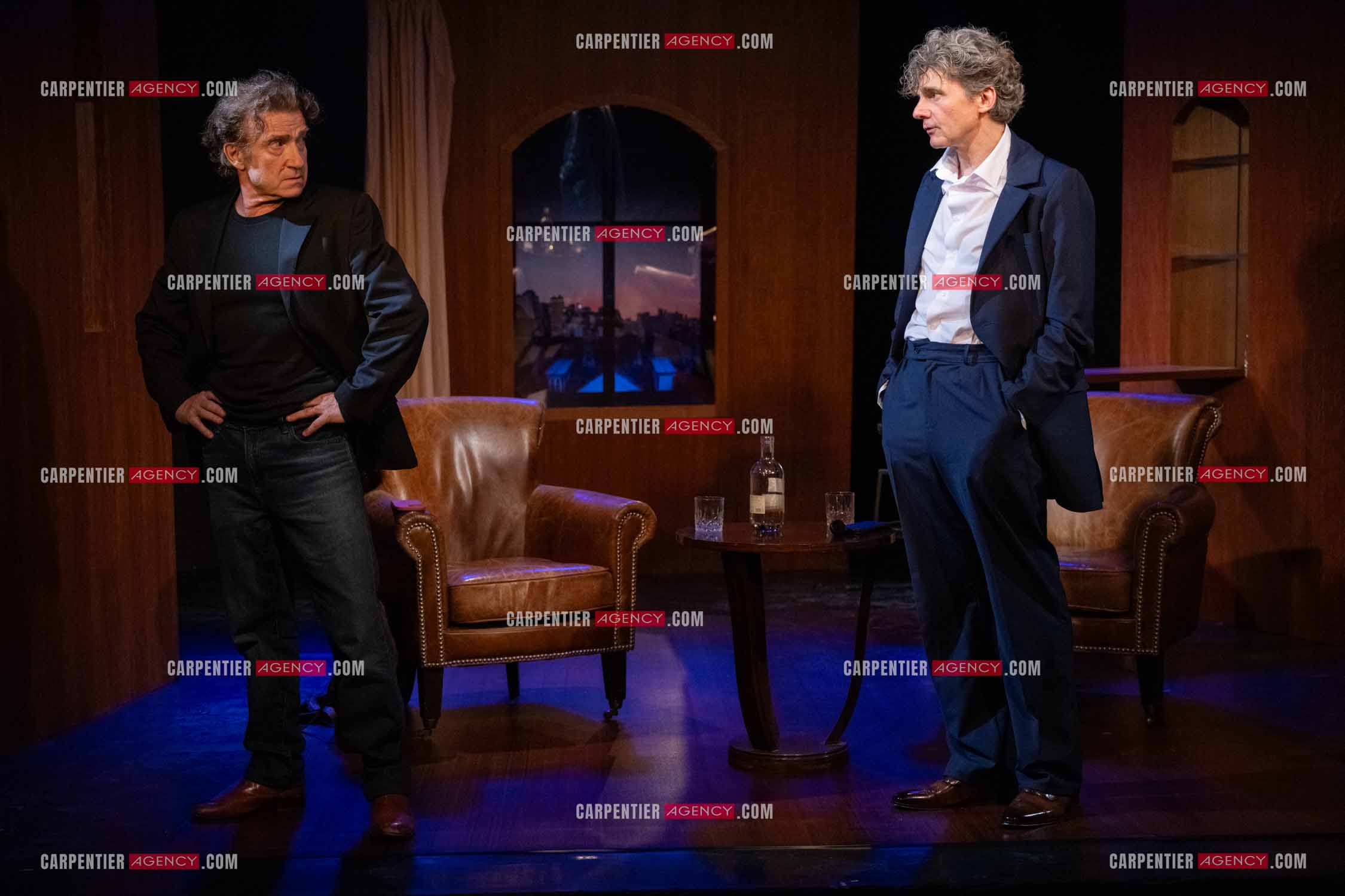 Actuellement à l'affiche au Festival d'Avignon, la pièce “UNE HEURE À T'ATTENDRE“ au théâtre du Chêne Noir à Avignon, les acteurs Thierry Frémont et Nicolas Vaude.  ( Exclusif )