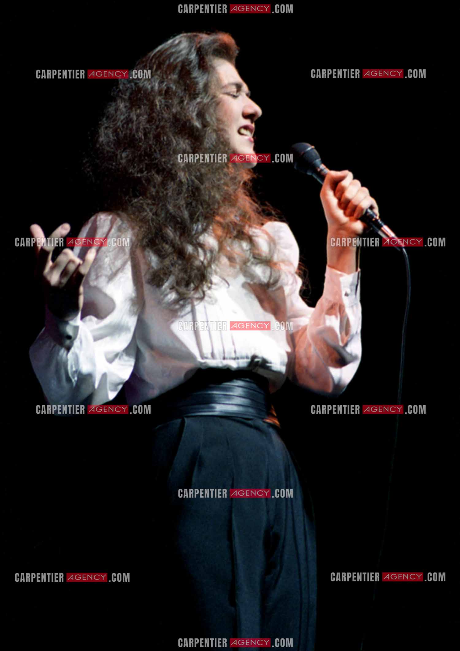 La chanteuse Céline Dion en première partie du spectacle de Patrick Sébastien à l'Olympia en 1984.    ( Exclusif )