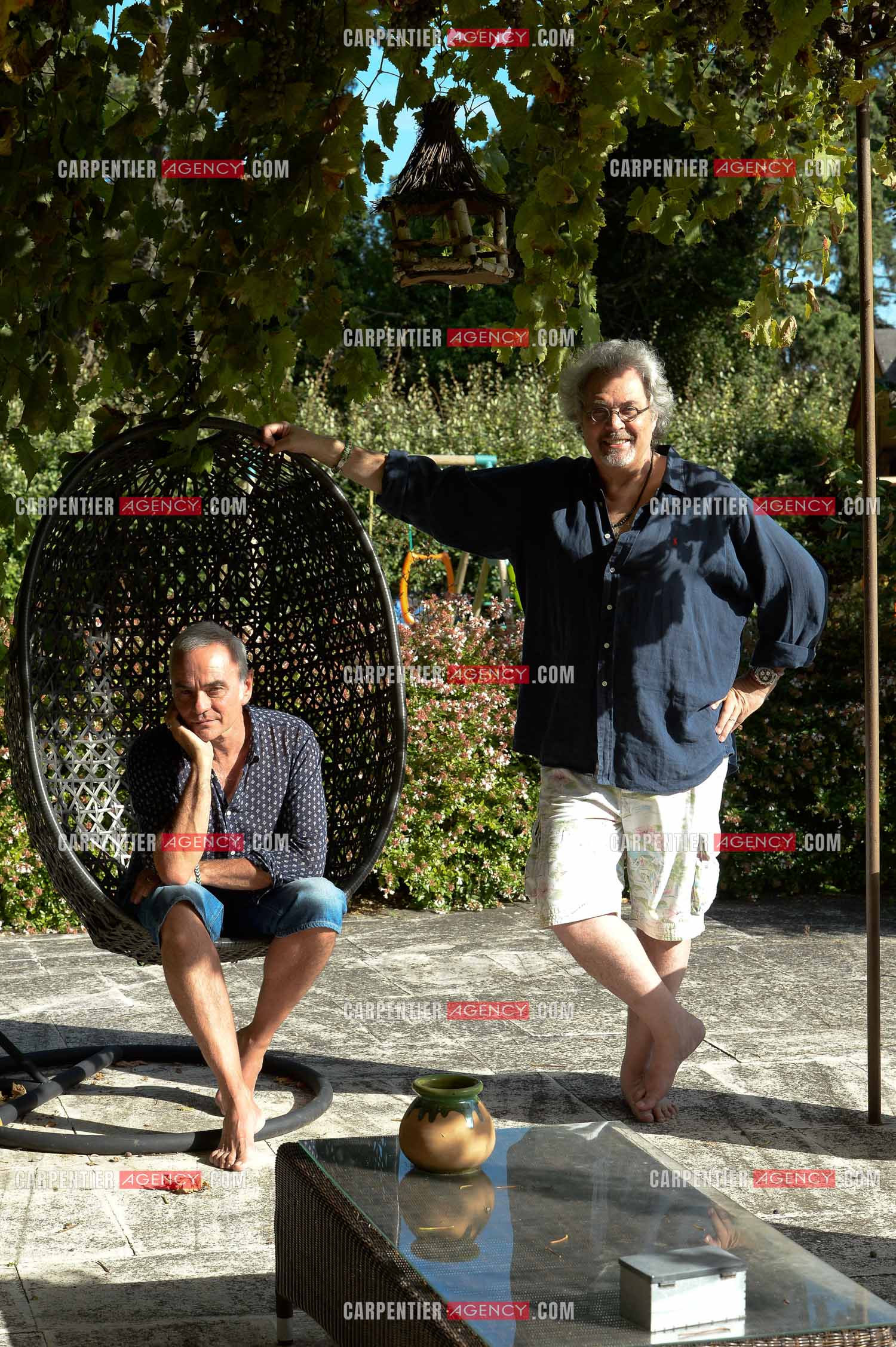 Jean-pierre Mader en vacances chez Patrick Hernandez dans le Vaucluse  près d'Avignon le 7 Août 2014.  ( Exclusif )