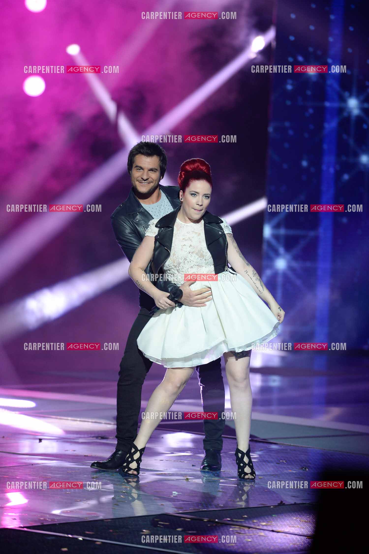 Le chanteur Amir en tant que candidat à l'émission The Voice en 2014. Amir Haddad et Manon Trinquier interprètent un duo du titre “ The Time of My Life “ pour la demi-finale.     ( Exclusif )