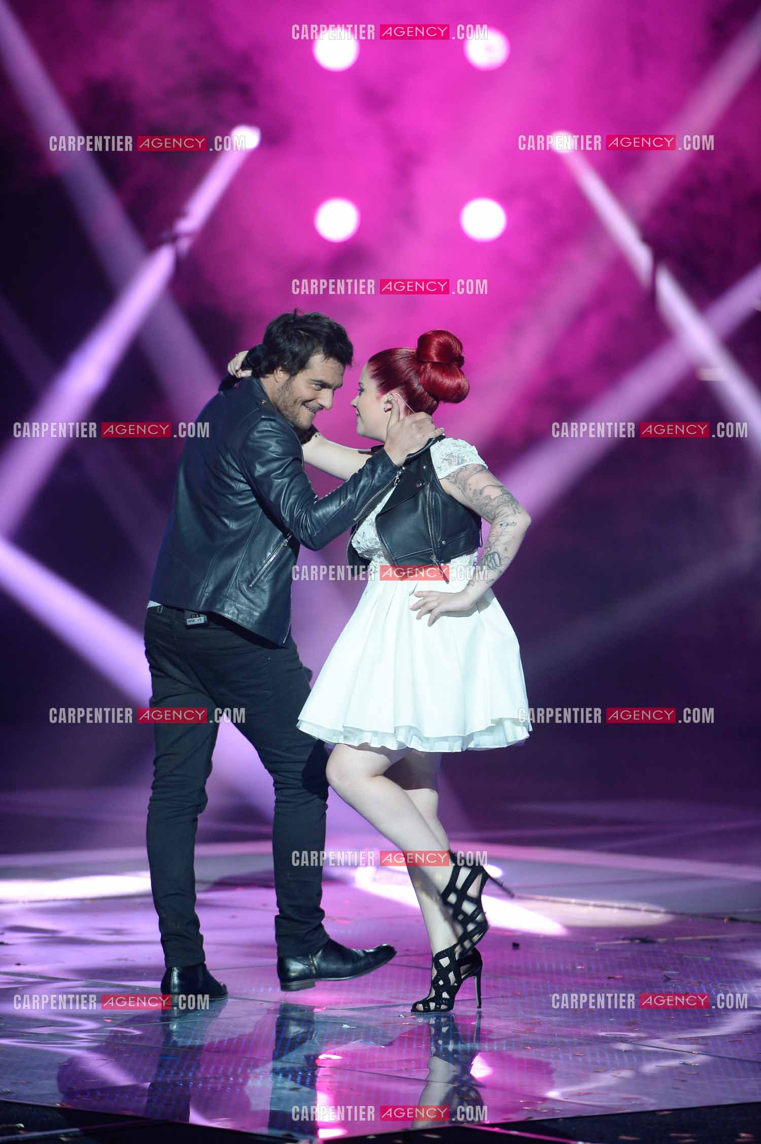 Le chanteur Amir en tant que candidat à l'émission The Voice en 2014. Amir Haddad et Manon Trinquier interprètent un duo du titre “ The Time of My Life “ pour la demi-finale.     ( Exclusif )