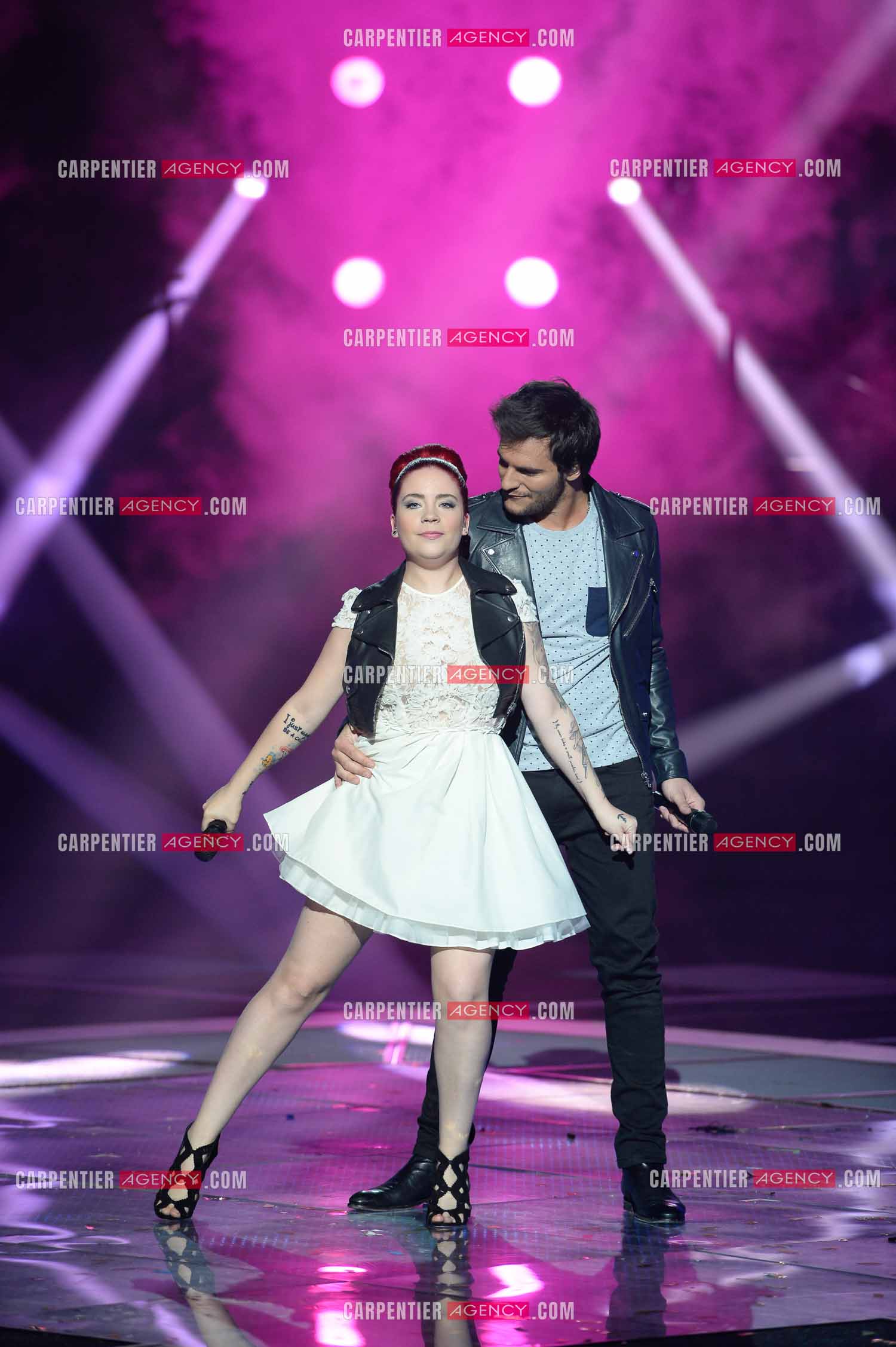Le chanteur Amir en tant que candidat à l'émission The Voice en 2014. Amir Haddad et Manon Trinquier interprètent un duo du titre “ The Time of My Life “ pour la demi-finale.     ( Exclusif )