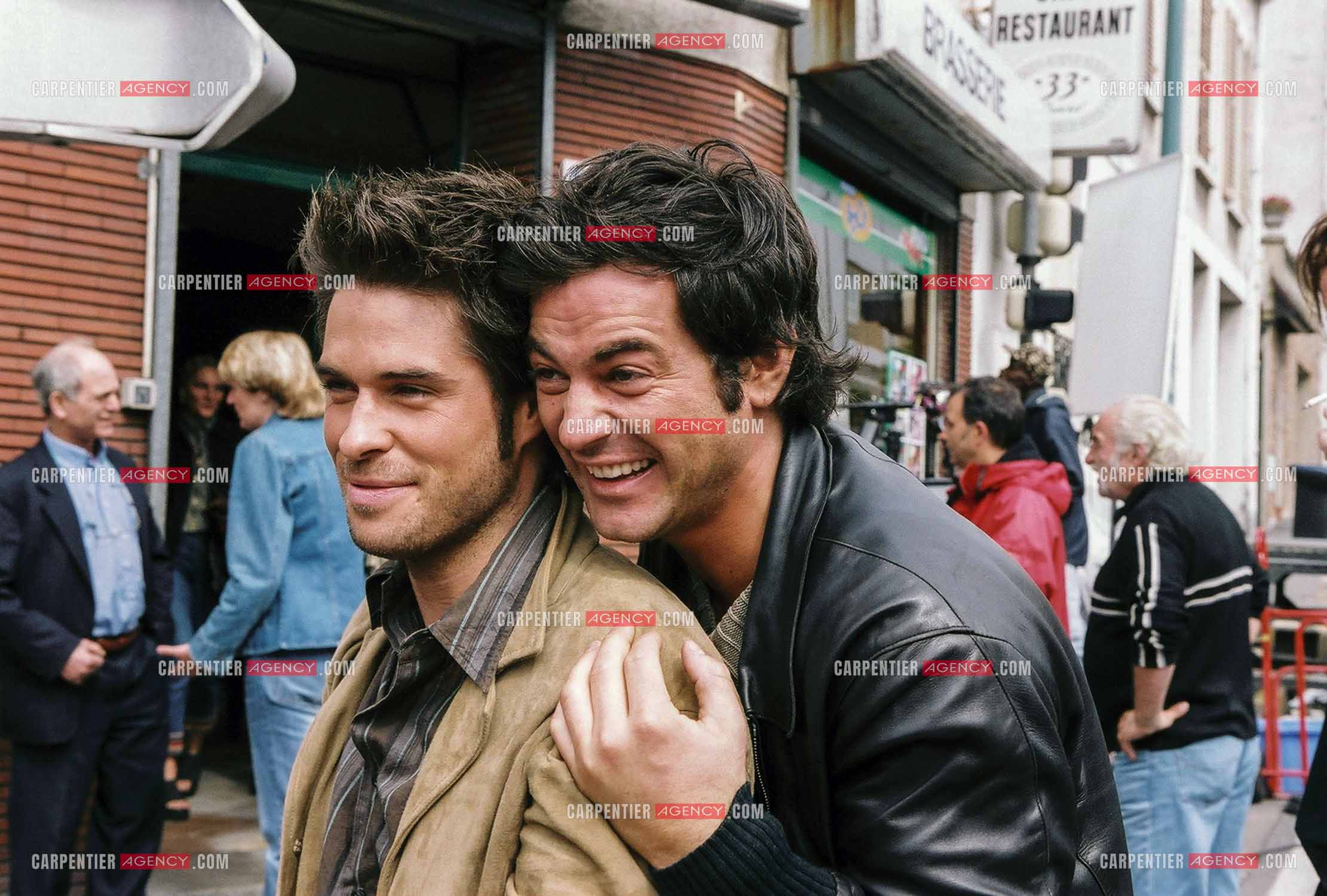 Les acteurs Anthony Dupray et Filip Nikolic sur le tournage de la série Navarro.     ( Exclusif )