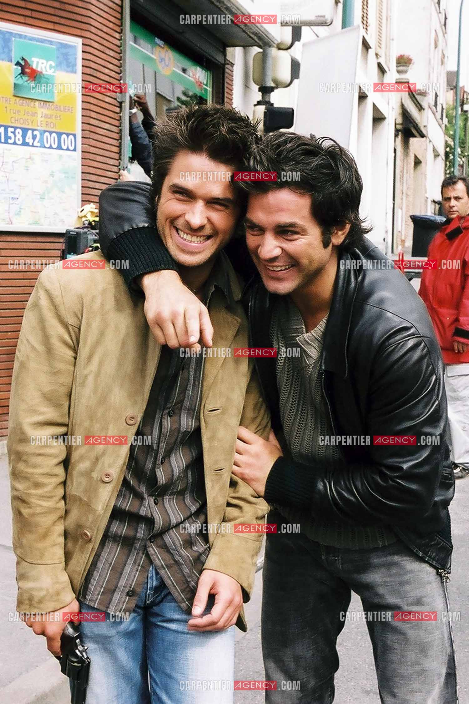 Les acteurs Anthony Dupray et Filip Nikolic sur le tournage de la série Navarro.     ( Exclusif )