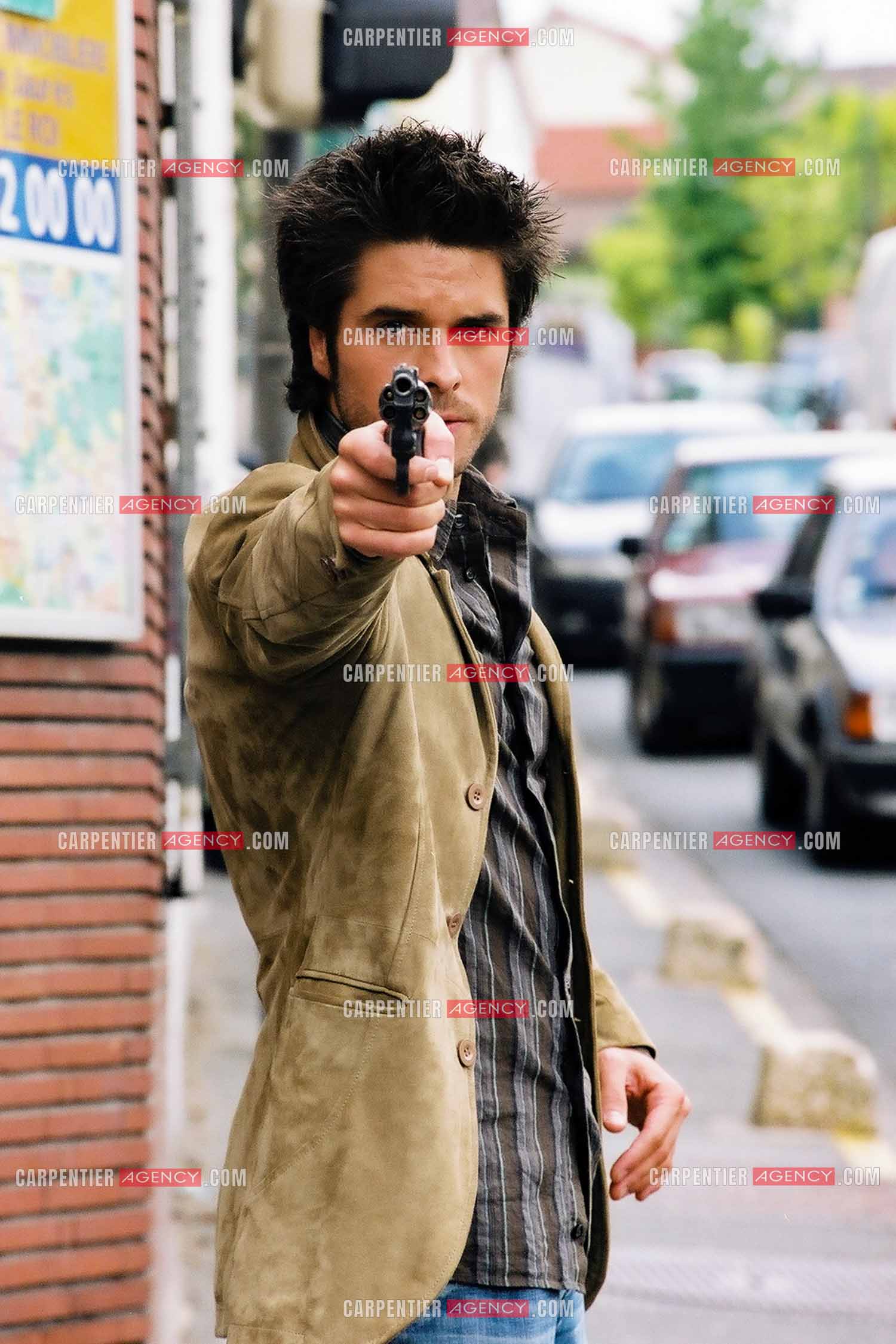 L'acteur Anthony Dupray sur le tournage de la série Navarro.     ( Exclusif )