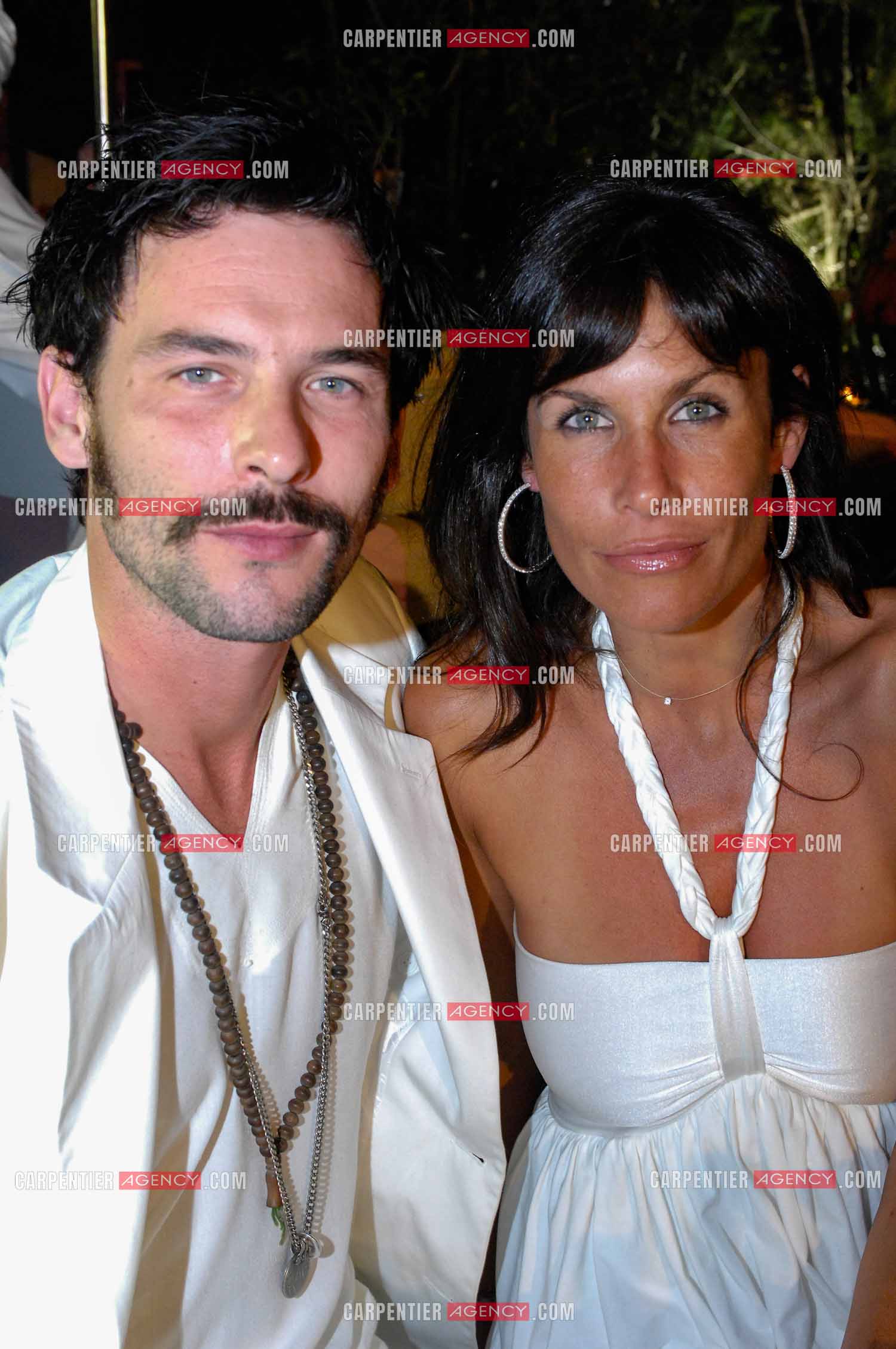 L'actrice Astrid Veillon et l'acteur Sagamore Stévenin à la soirée Blanche de St Tropez en 2007.   ( Exclusif )