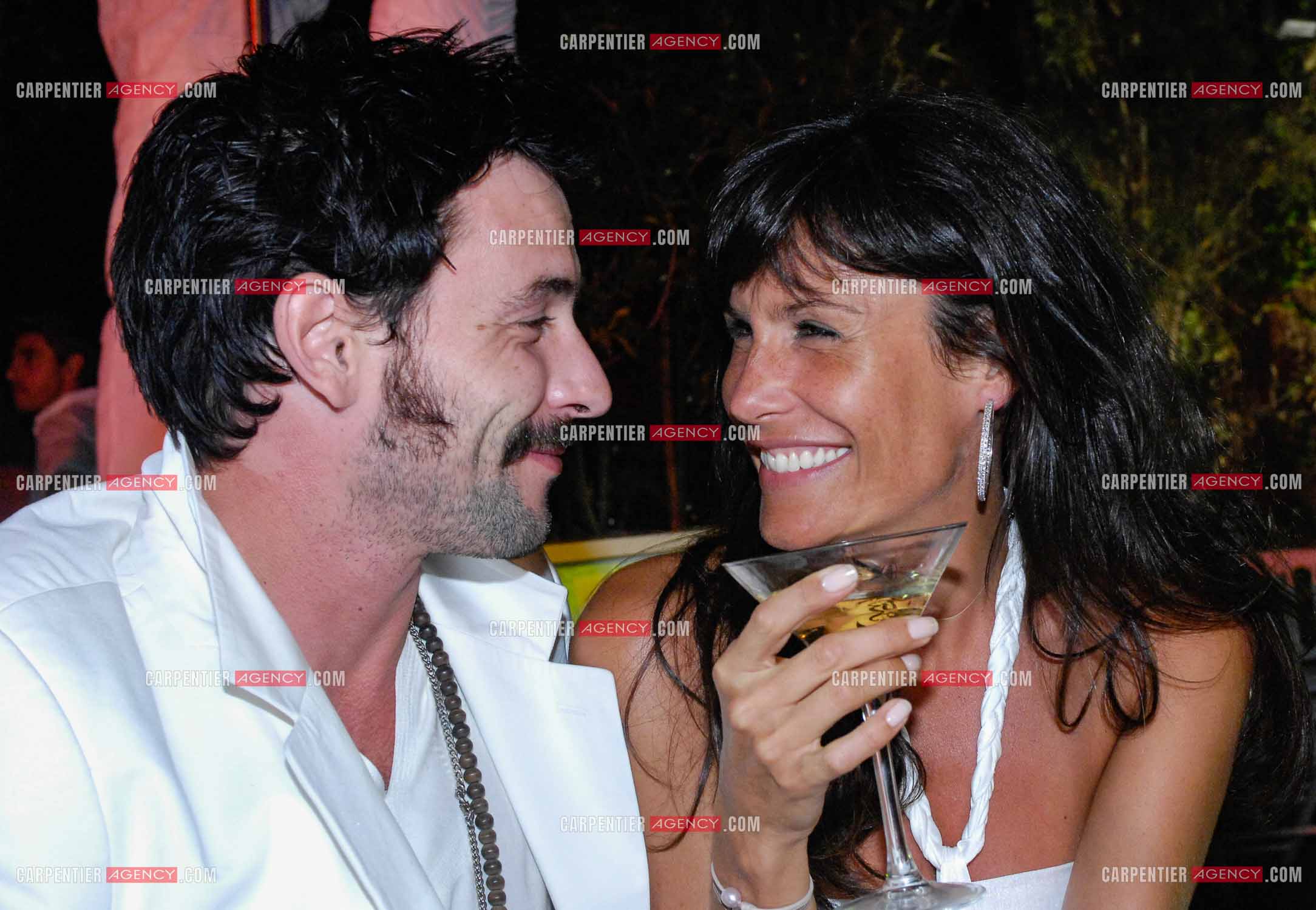 L'actrice Astrid Veillon et l'acteur Sagamore Stévenin à la soirée Blanche de St Tropez en 2007.   ( Exclusif )