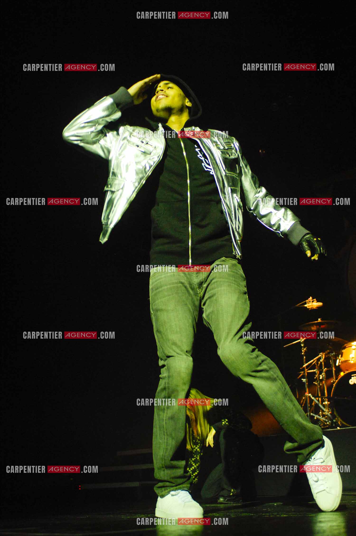 Le rappeur Chris Brown en concert au Zénith de Paris en 2008.  ( Exclusif )