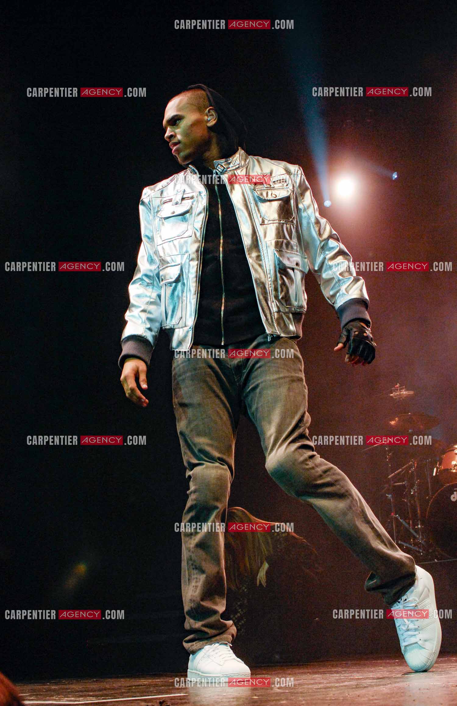 Le rappeur Chris Brown en concert au Zénith de Paris en 2008.  ( Exclusif )