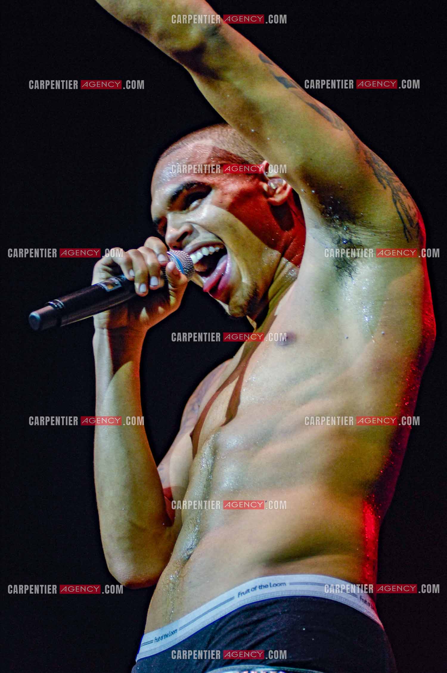 Le rappeur Chris Brown en concert au Zénith de Paris en 2008.  ( Exclusif )